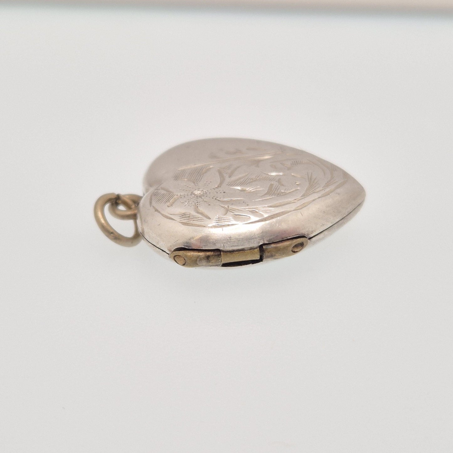 Antique Solid Silver Heart Locket Engraved Front Love Gift Back and Front Necklace Pendant Womens Jewelry Jewellery