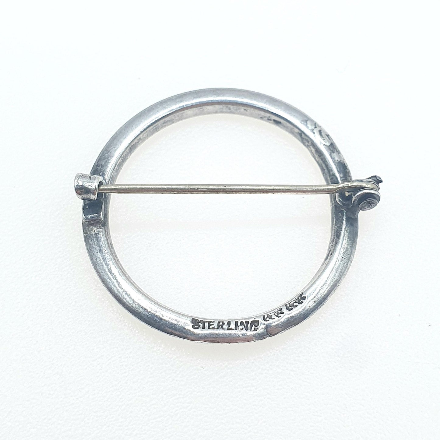 Antique Art Deco Solid Silver Diamond Paste Brooch Pin Round Infinity Circle French Old Vintage Jewelry Jewellery