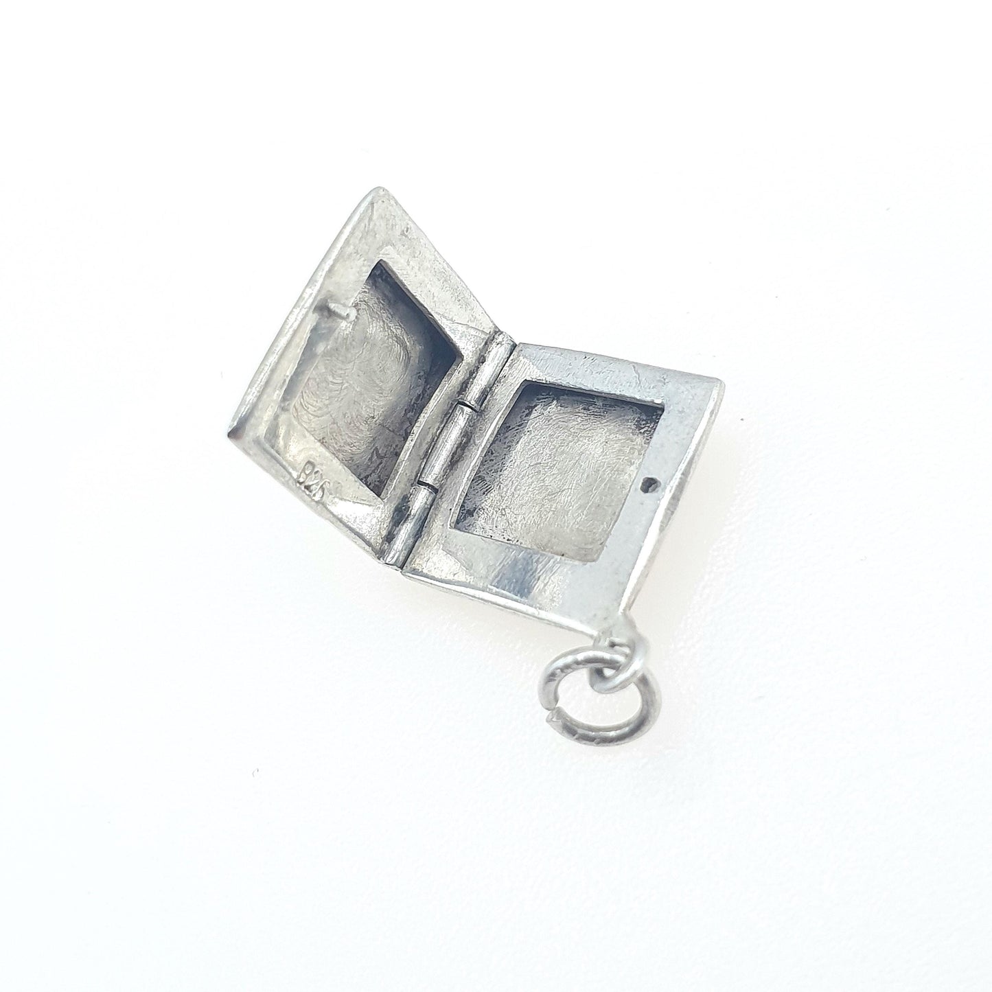 Vintage Sterling Silver Square Locket Small Tiny Necklace Pendant Engraved Picture Photo Jewelry Jewellery