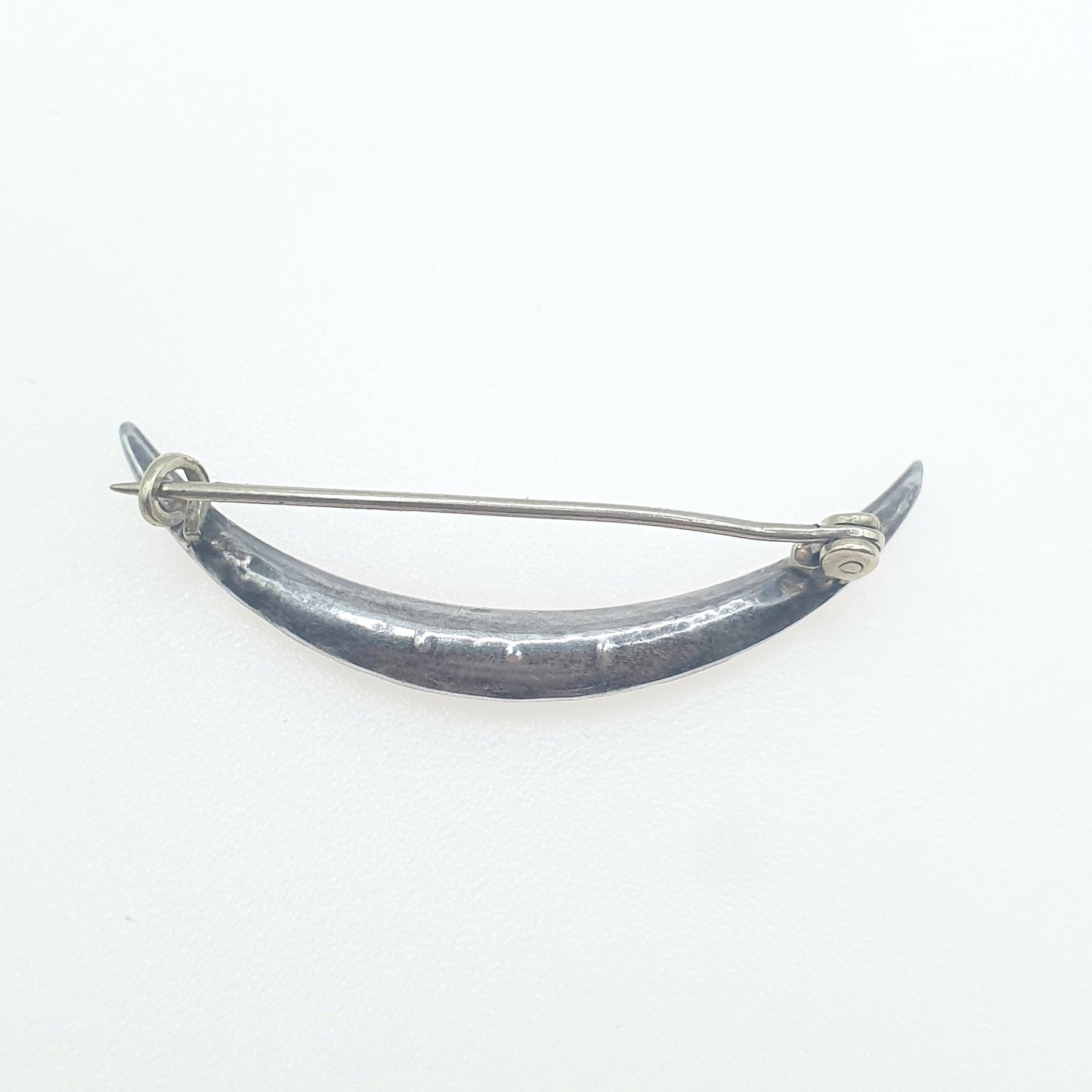 Antique Solid Silver Crescent Moon Diamond Paste Brooch Victorian Sparkly Vintage Celestial Womens Jewelry Jewellery 1800s Genuine