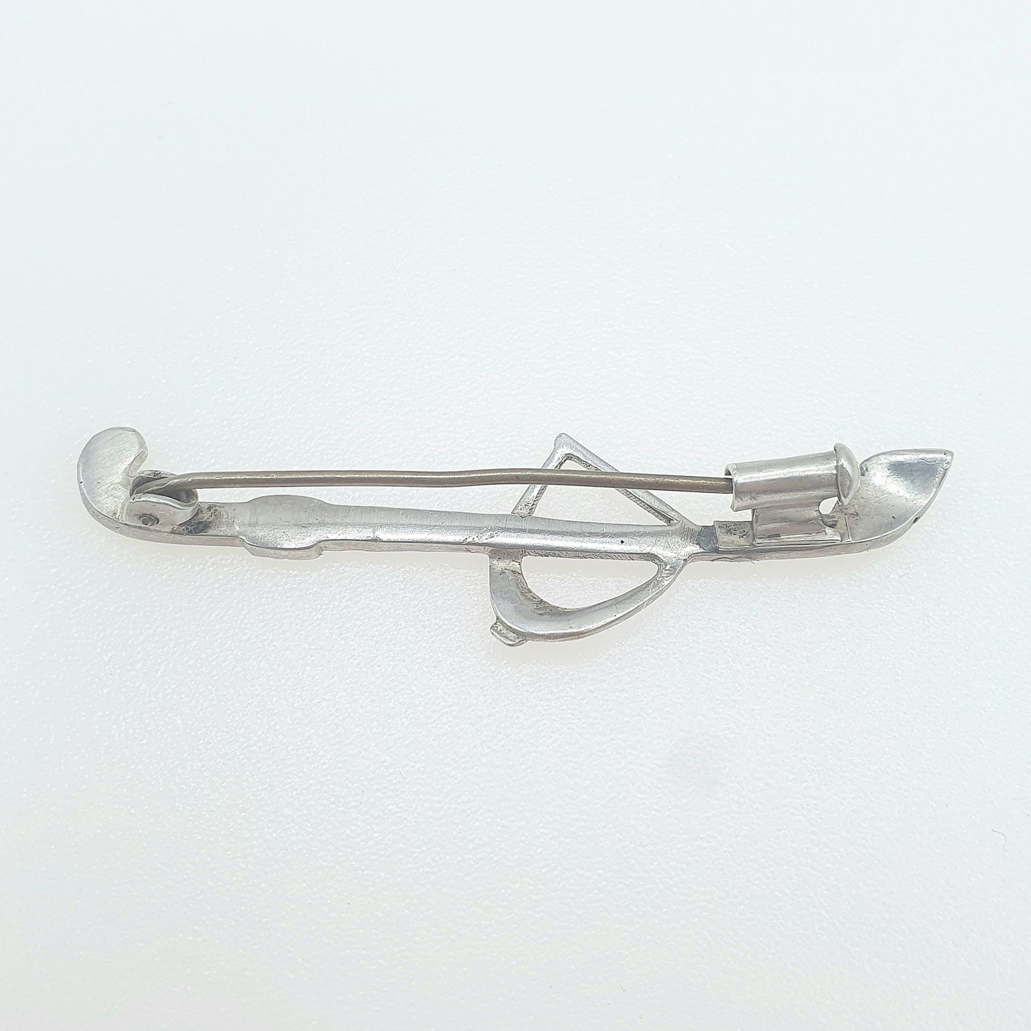 Antique Art Deco Solid Silver Riding Crop & Stirrup Brooch Marcasite Horseriding Equestrian Sport Unisex Womens Jewelry Jewellery