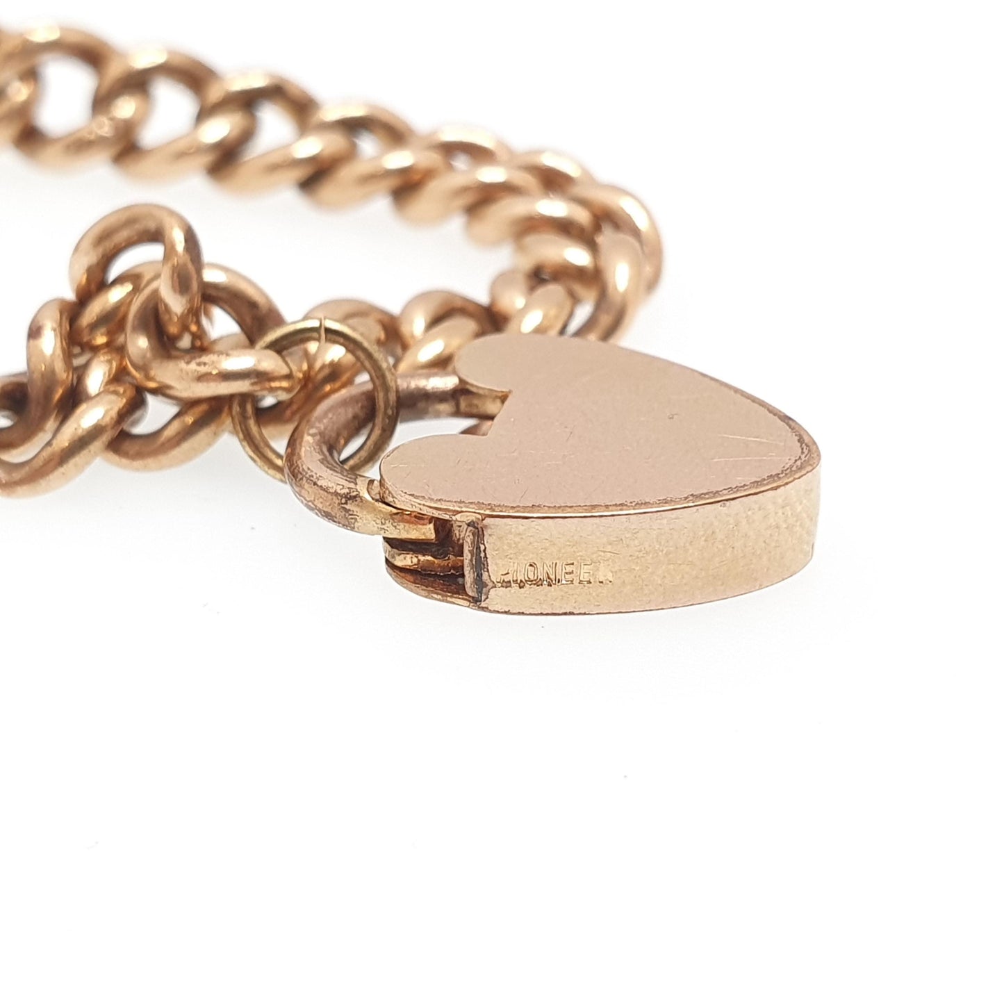 Antique Rolled Gold Filled Bracelet Padlock Lock Charm Victorian Albert Chain Curb Link 19cm 7.5" 17.45g Jewelry Jewellery Womens