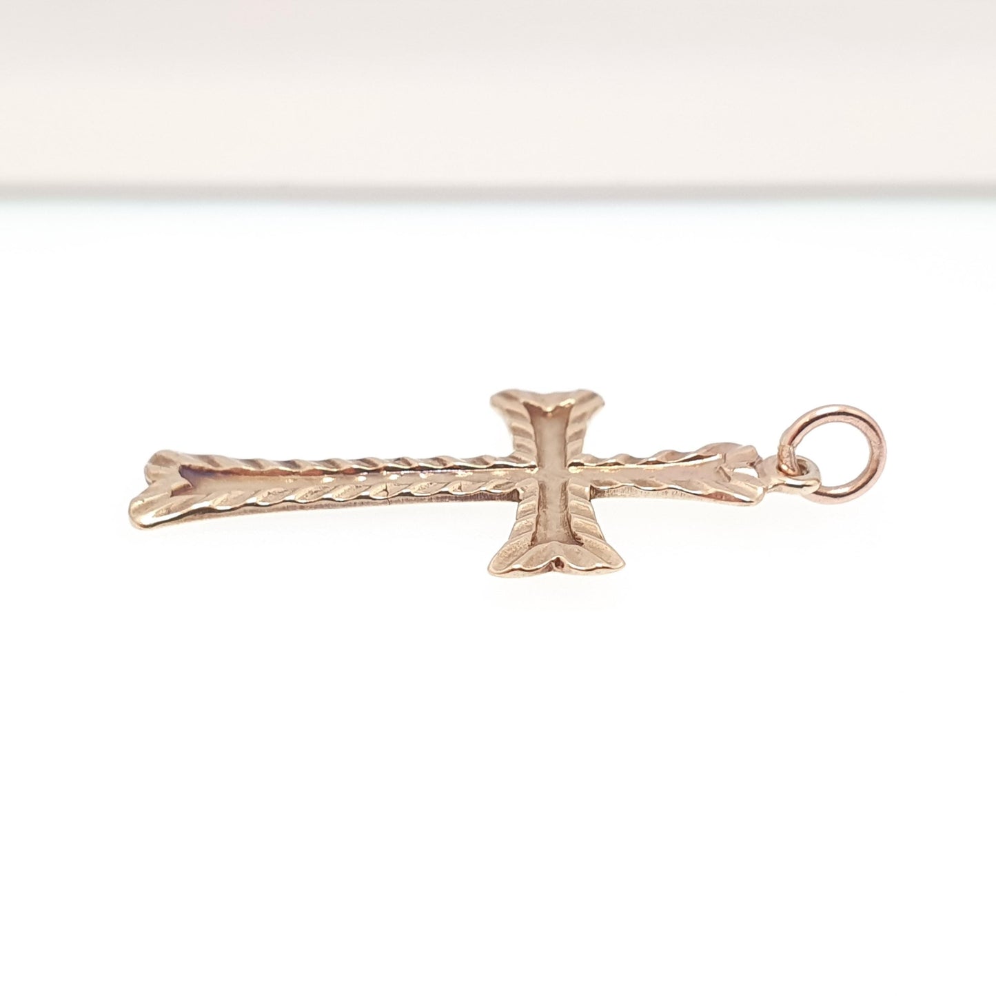 Vintage 9k 9ct Gold Cross Crucifix Necklace Pendant Solid 375 Yellow Catholic Christian Religious Mens Womens Jewelry Jewellery