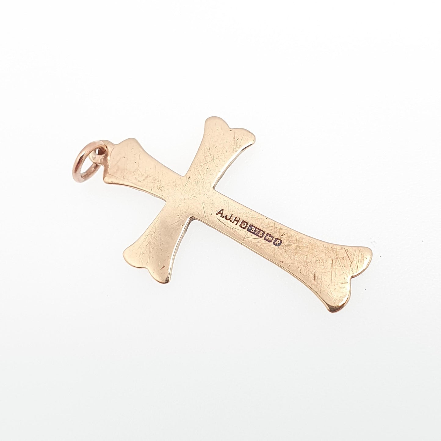 Vintage 9k 9ct Gold Cross Crucifix Necklace Pendant Solid 375 Yellow Catholic Christian Religious Mens Womens Jewelry Jewellery