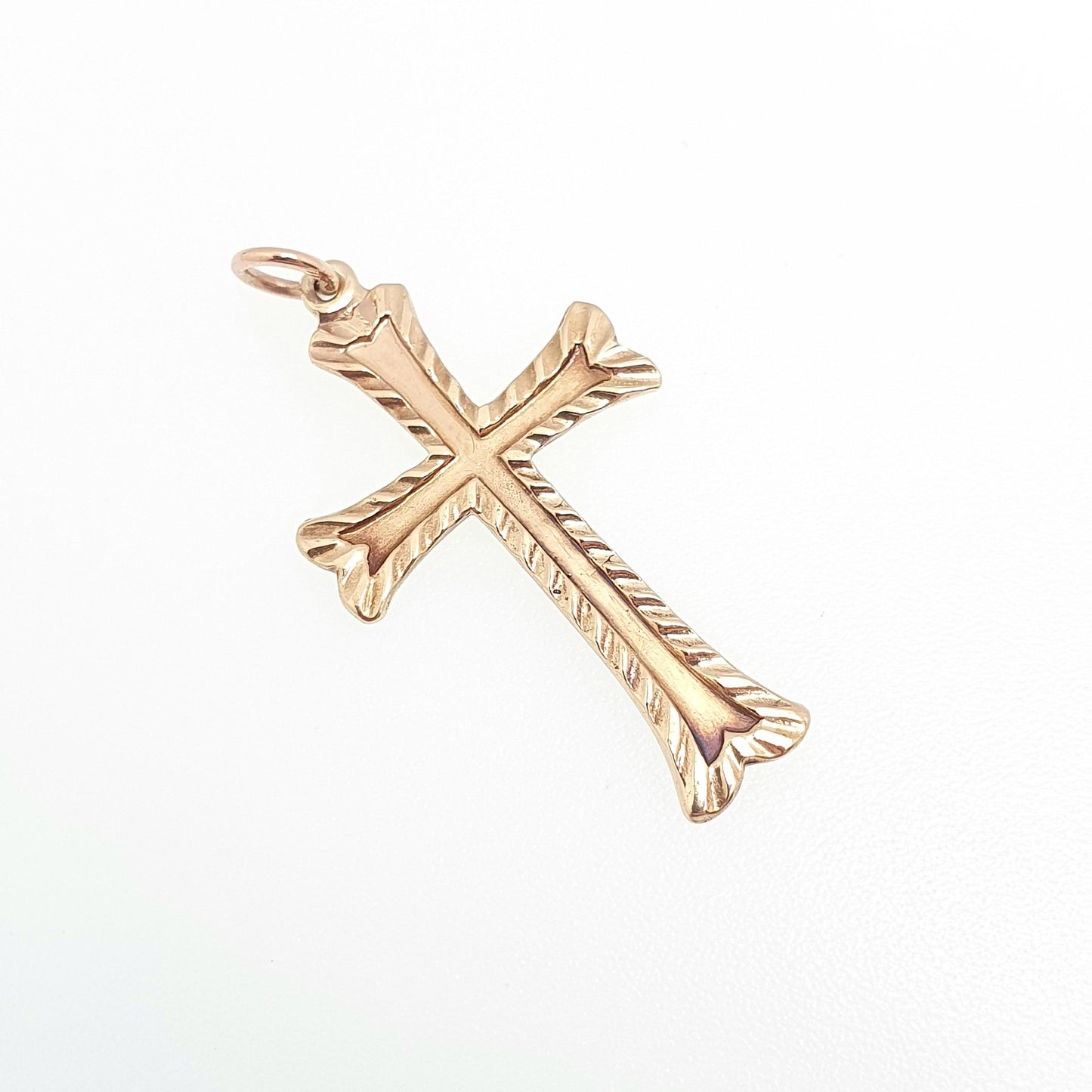 Vintage 9k 9ct Gold Cross Crucifix Necklace Pendant Solid 375 Yellow Catholic Christian Religious Mens Womens Jewelry Jewellery