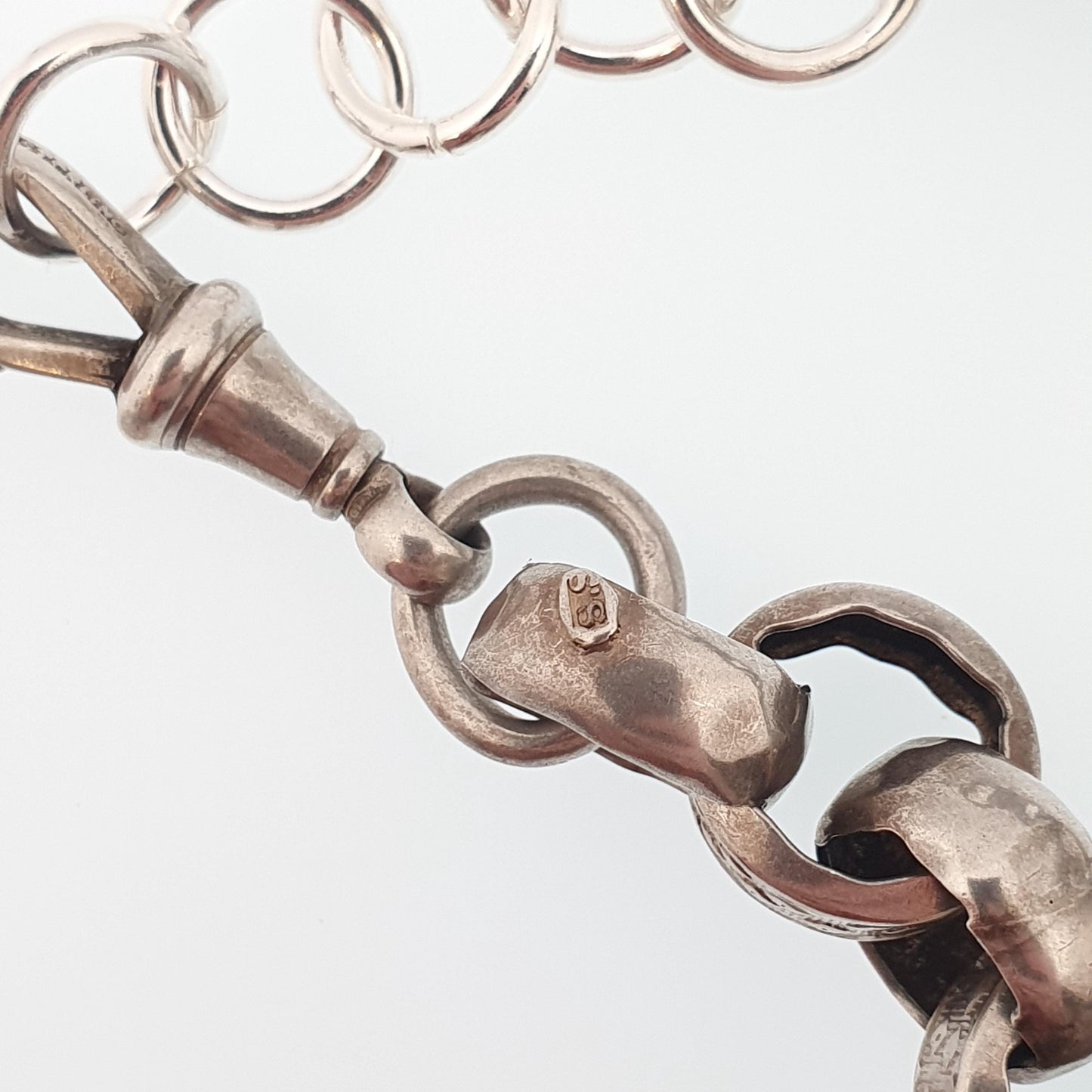 Antique Victorian Sterling Silver Belcher Link Bracelet Dog Clip Large Rolo 21.27g 21cm Round Albert Chain Vintage Jewelry Jewellery