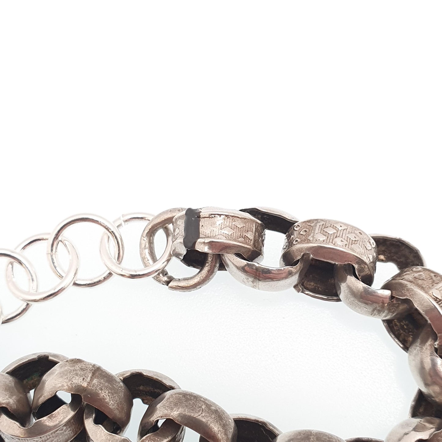 Antique Victorian Sterling Silver Belcher Link Bracelet Dog Clip Large Rolo 21.27g 21cm Round Albert Chain Vintage Jewelry Jewellery