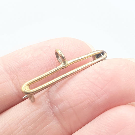 Antique Victorian Rolled Gold Nurse Fob Bar Brooch Pin Gold Filled Paperclip Style Unisex Womens Jewellery Jewelry