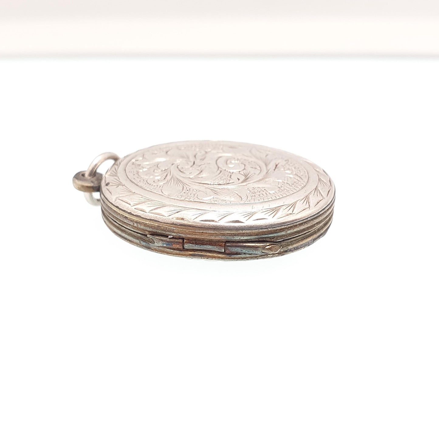 Antique Victorian Solid Silver Oval Locket Back and Front Hand Engraved Pendant Picture Photo Vintage Womens Jewelry Jewellery