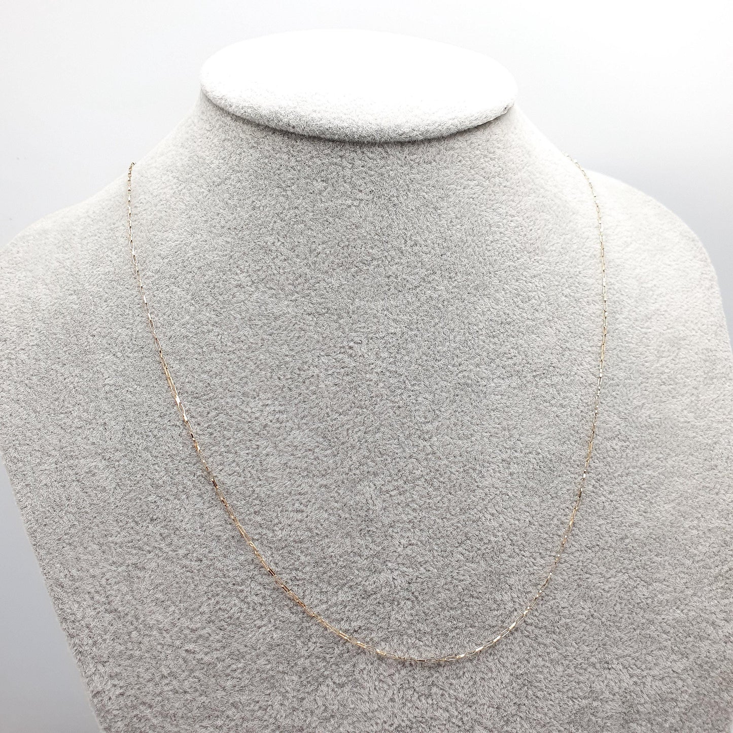 Vintage 9k 9ct Gold Chain Necklace Long Box Link Rectangular 52cm 20.4" 0.58g Solid 375 Yellow Womens Mens Jewellery Jewelry