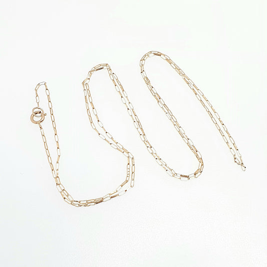 Vintage 9k 9ct Gold Chain Necklace Long Box Link Rectangular 52cm 20.4" 0.58g Solid 375 Yellow Womens Mens Jewellery Jewelry