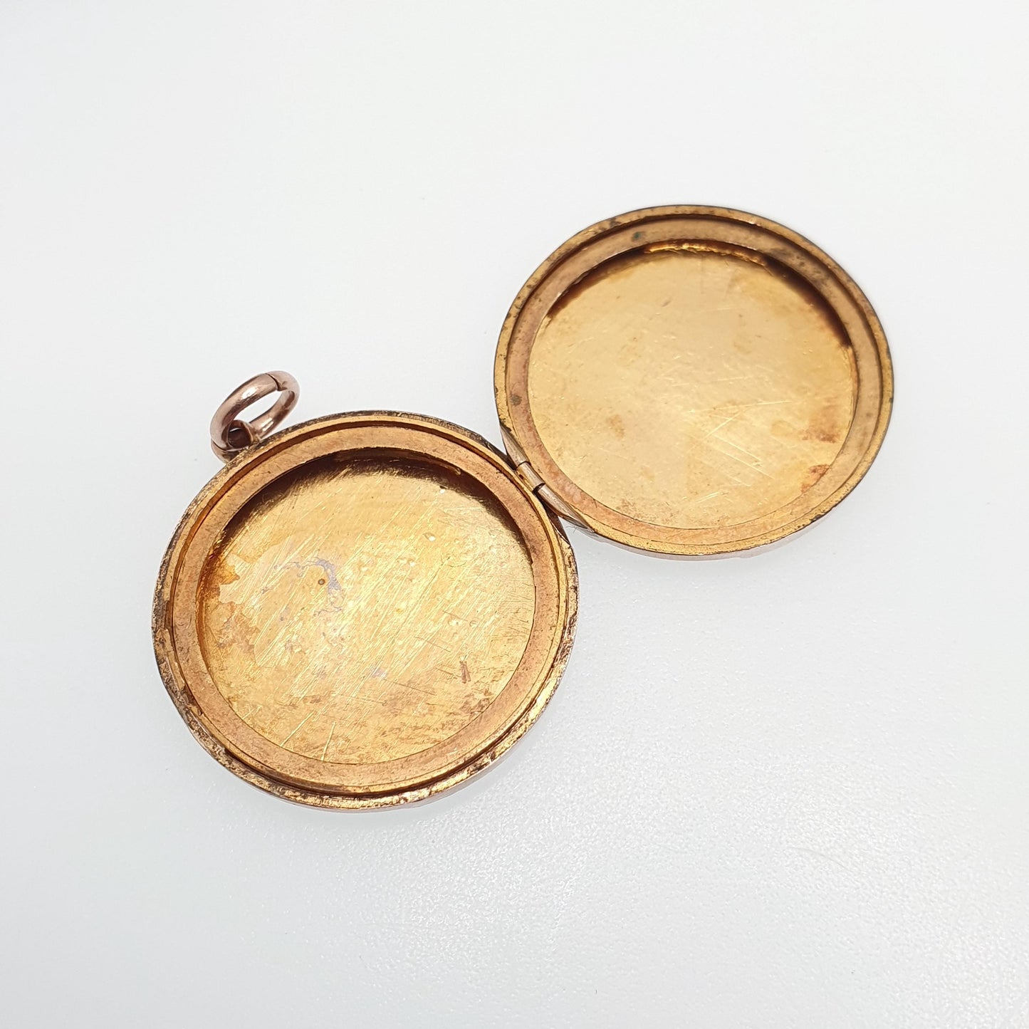 Antique Victorian 9ct Gold Locket Chequered Round Circle Solid 9k 375 Back & Front Pendant Necklace Jewelry Jewellery