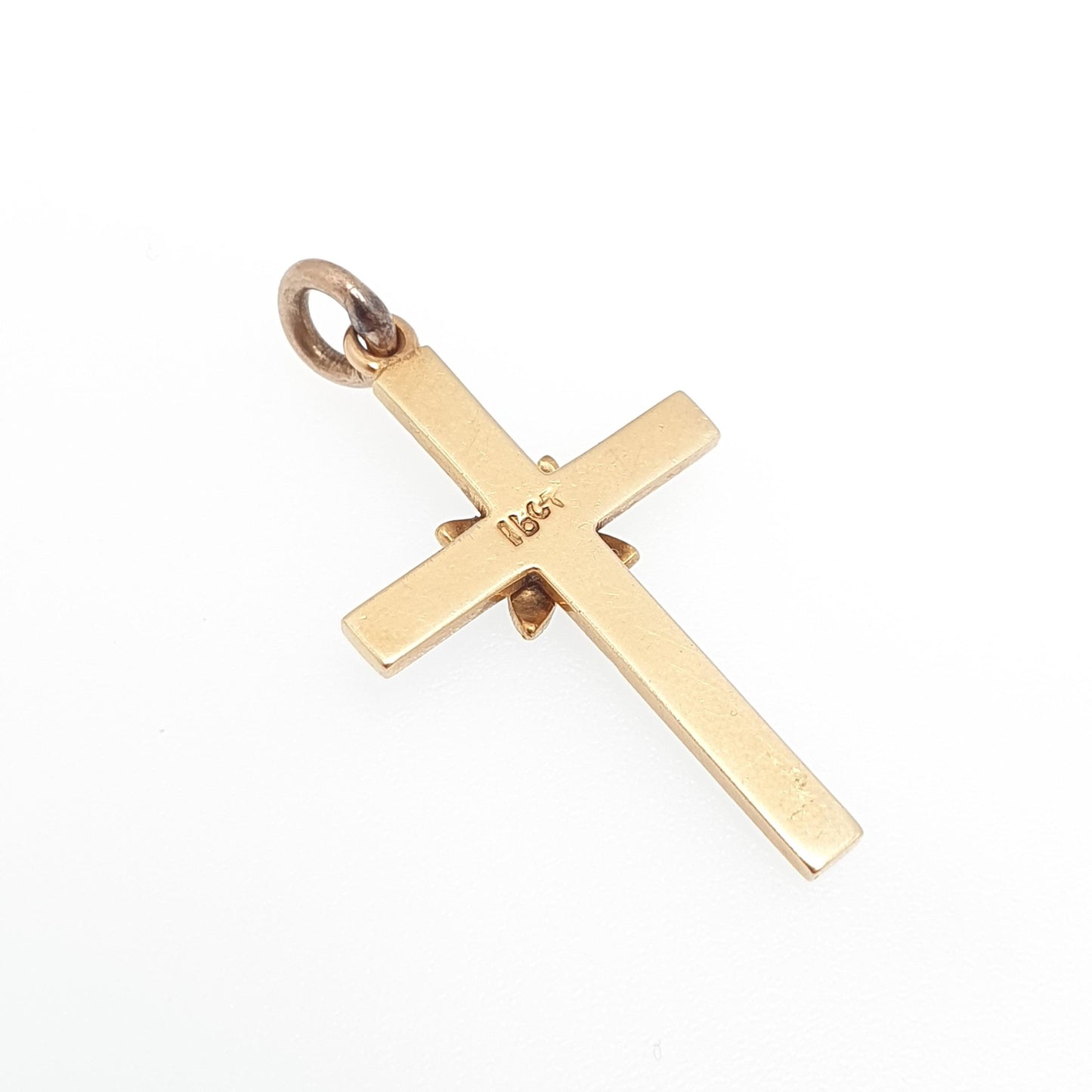 Antique 15ct Gold Crucifix Pendant Victorian Seed Pearl Necklace 15kt 625 Yellow Engraved 1800s Vintage Jewellery Jewelry