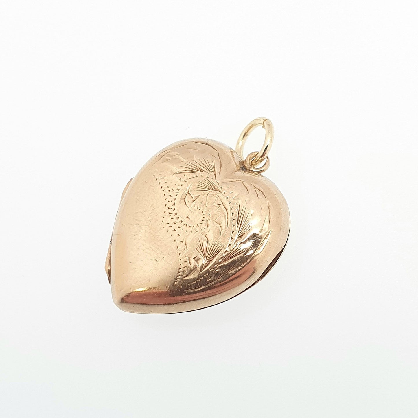 Antique 9ct Gold Heart Locket Cute Engraved Solid 9k 375 Pendant Love Gift Back & Front Necklace Jewelry Womens Jewellery