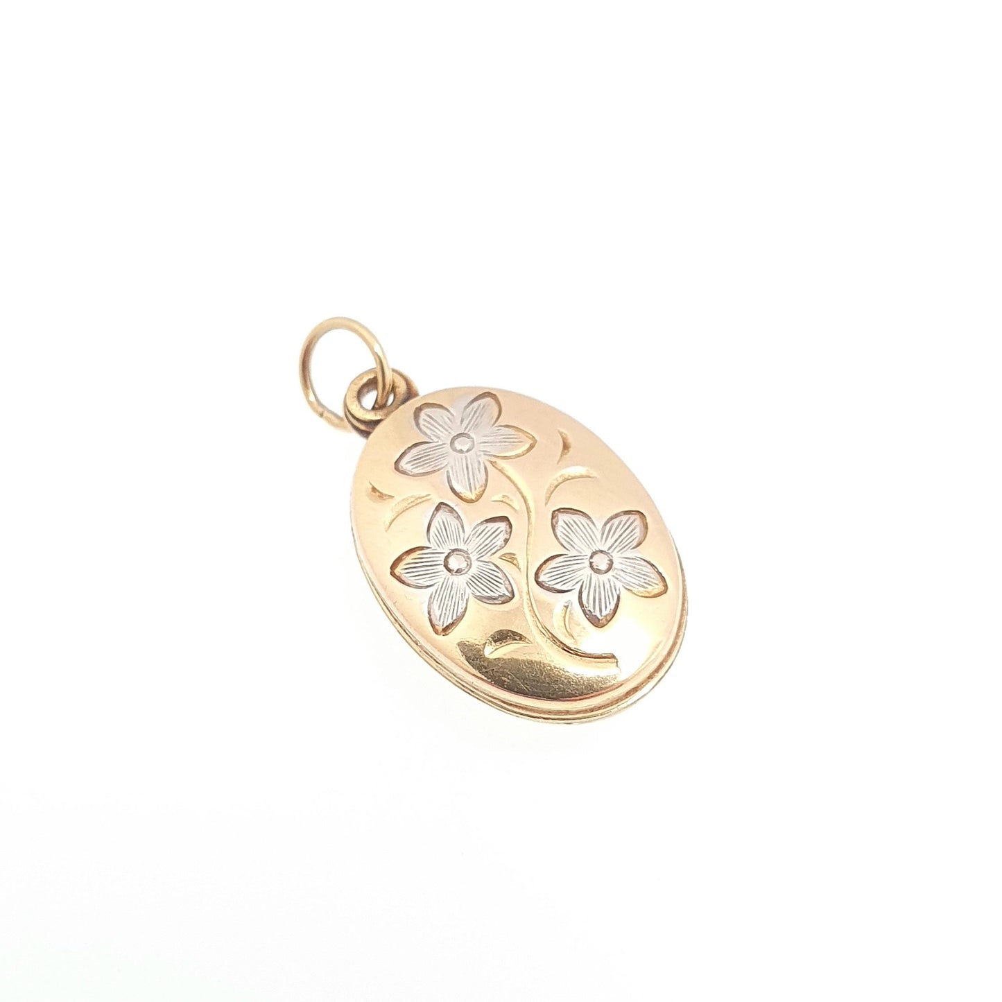 Vintage Solid 9k 9kt Gold Flower Locket Oval All 9ct 9 Carat Small Necklace Photo Picture Pendant Jewelry Jewellery