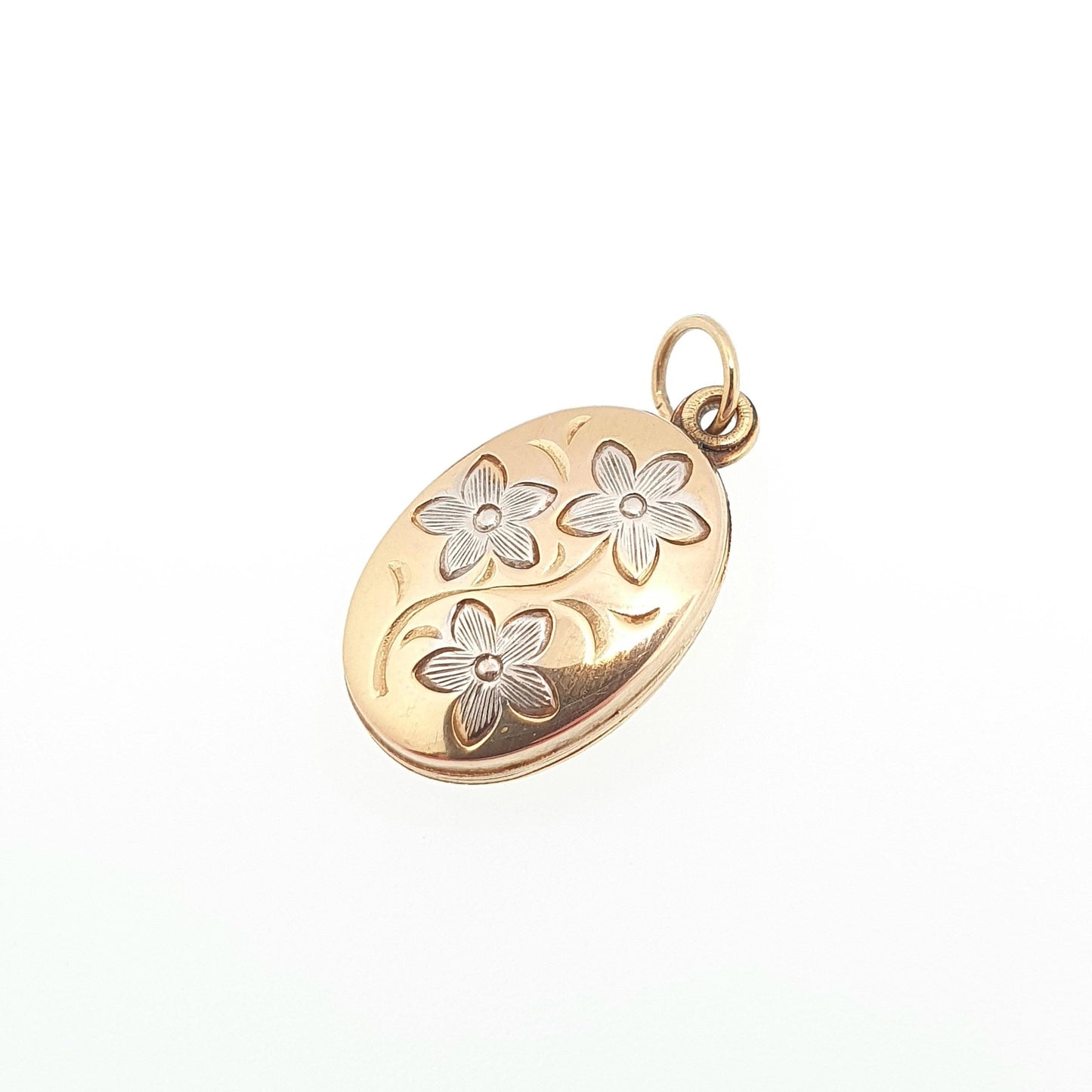 Vintage Solid 9k 9kt Gold Flower Locket Oval All 9ct 9 Carat Small Necklace Photo Picture Pendant Jewelry Jewellery