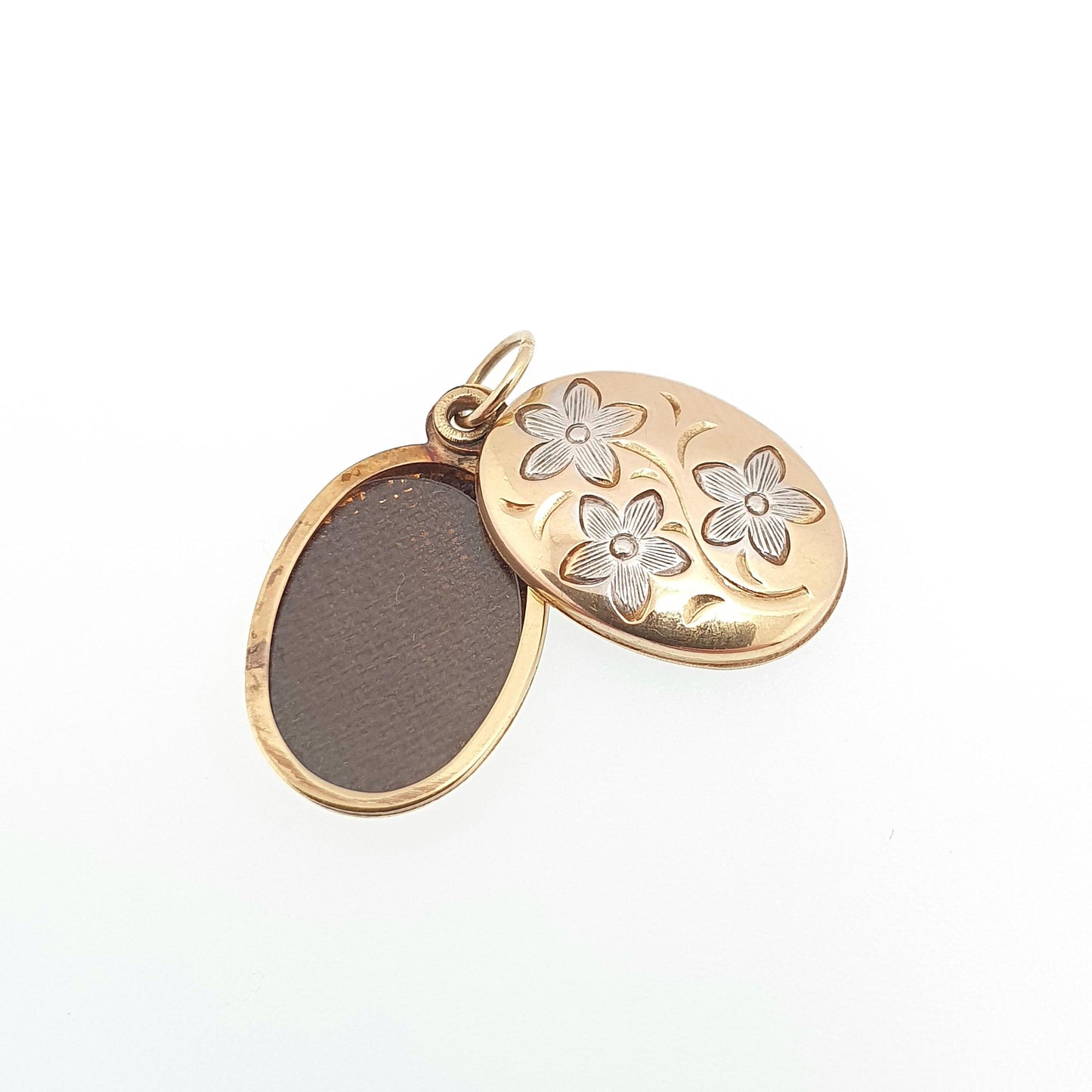 Vintage Solid 9k 9kt Gold Flower Locket Oval All 9ct 9 Carat Small Necklace Photo Picture Pendant Jewelry Jewellery
