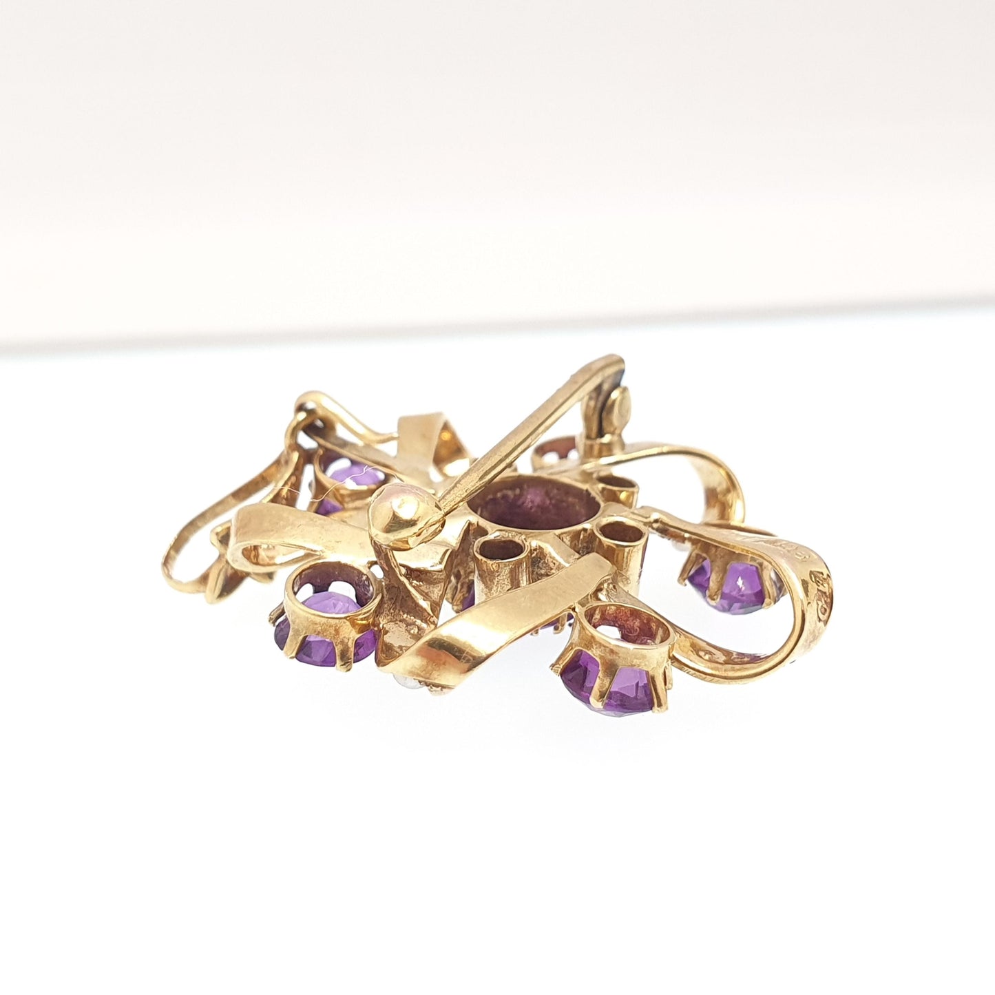 Antique 9ct Gold Amethyst Pendant Star Shape Necklace Brooch Seed Pearl Edwardian Solid 9k 9kt Vintage Jewellery Jewelry