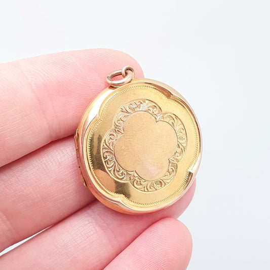 Antique Solid 9k 9ct Gold Locket Round 1912 Hallmark Large Big All 9ct 9kt Gold Necklace Photo Picture Pendant Jewelry Jewellery