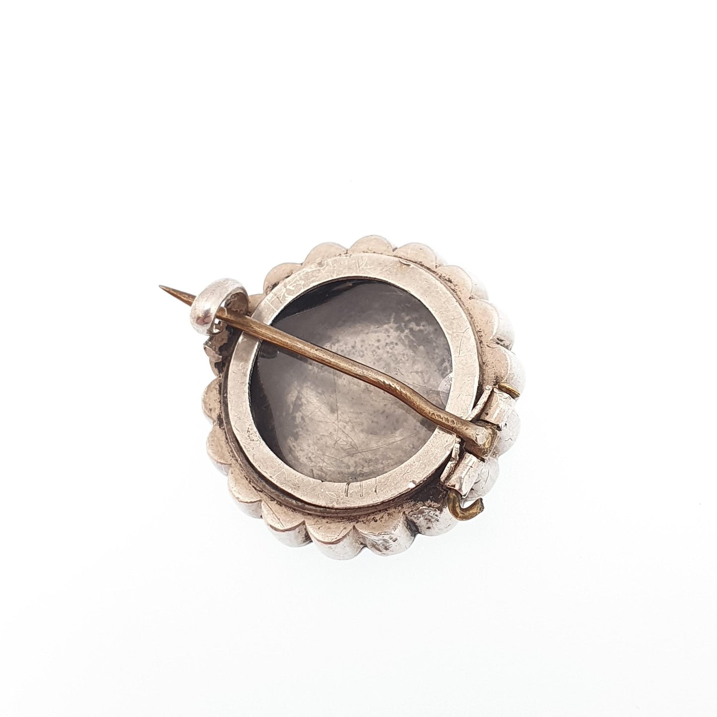 Antique Solid Silver Bird Brooch Mourning Locket Rear Victorian Sweetheart Rose Gold Highlights Vintage Jewelry Jewellery