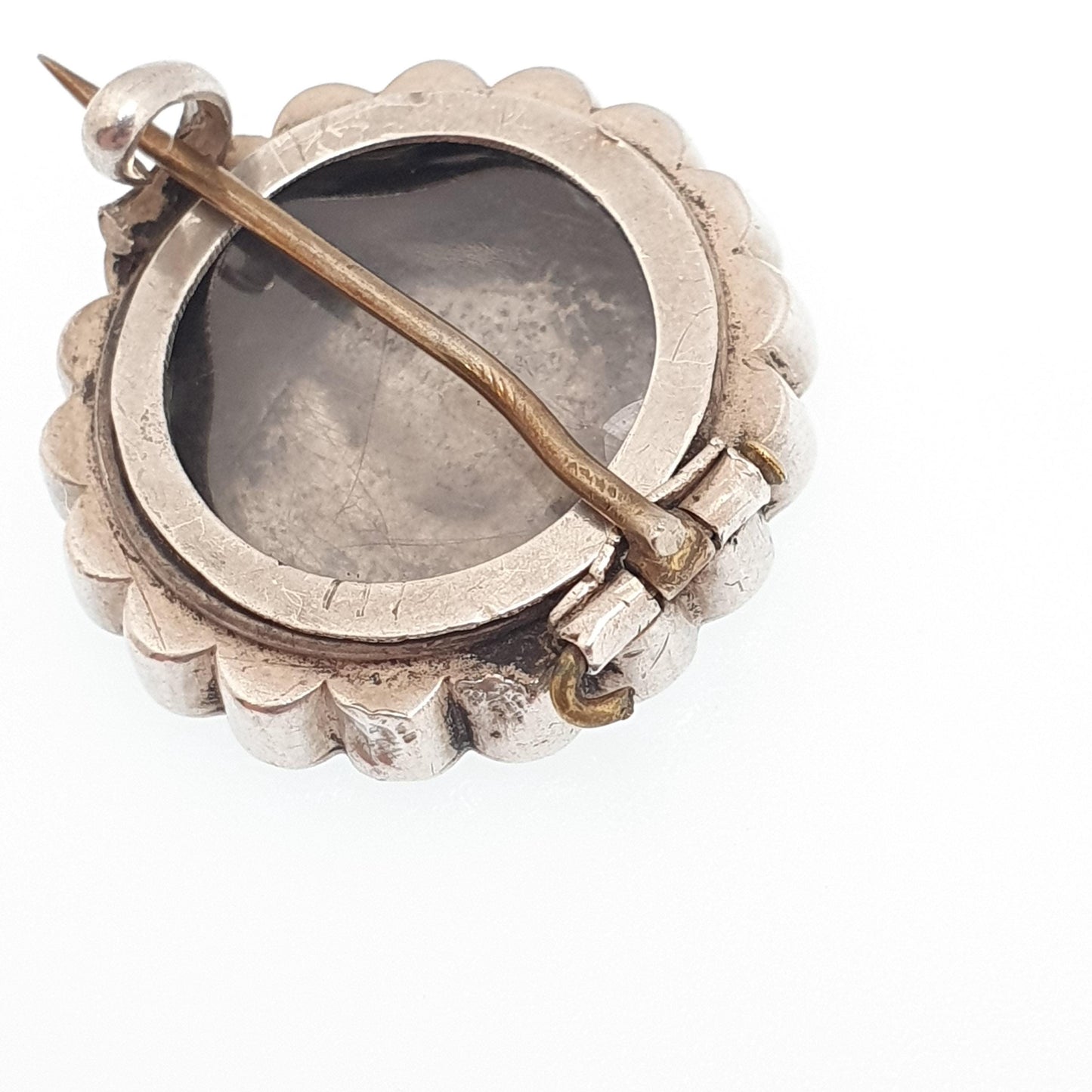 Antique Solid Silver Bird Brooch Mourning Locket Rear Victorian Sweetheart Rose Gold Highlights Vintage Jewelry Jewellery