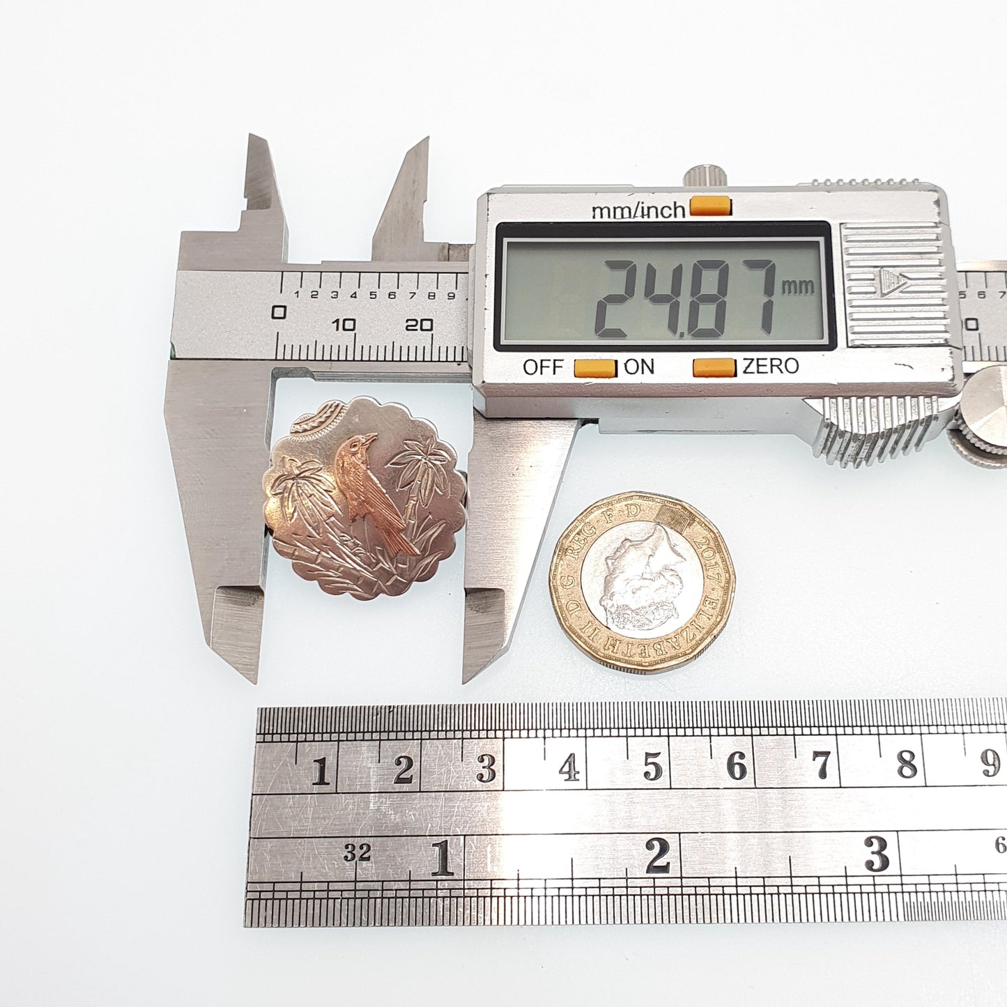 Antique Solid Silver Bird Brooch Mourning Locket Rear Victorian Sweetheart Rose Gold Highlights Vintage Jewelry Jewellery