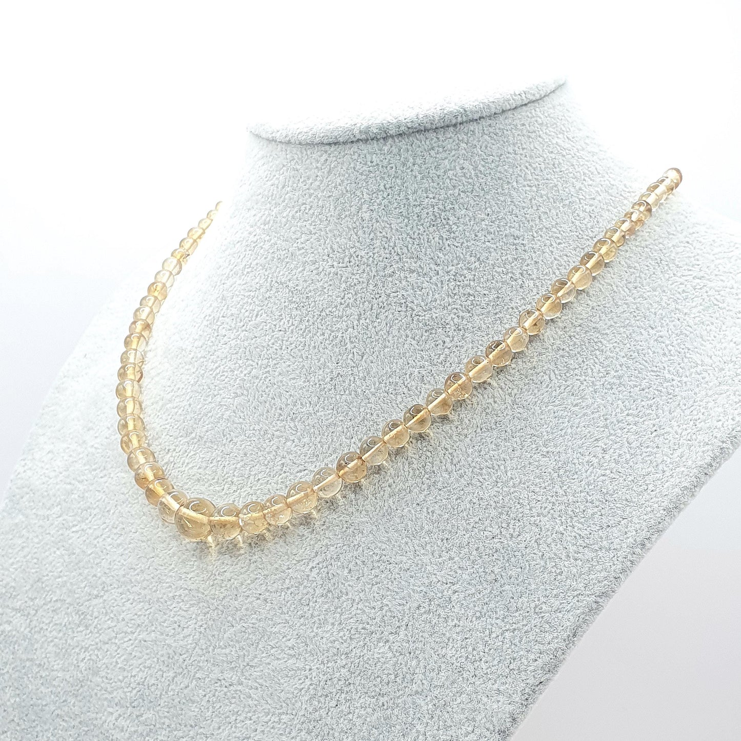 Antique Citrine Bead Necklace Art Deco Genuine Orange Quartz Gemstones Graduating Round Beads Vintage Womens Jewelry Jewellery
