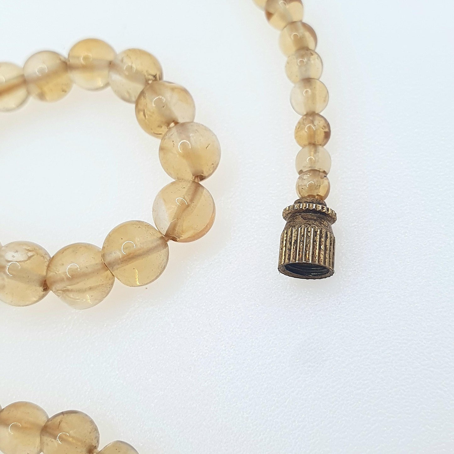 Antique Citrine Bead Necklace Art Deco Genuine Orange Quartz Gemstones Graduating Round Beads Vintage Womens Jewelry Jewellery