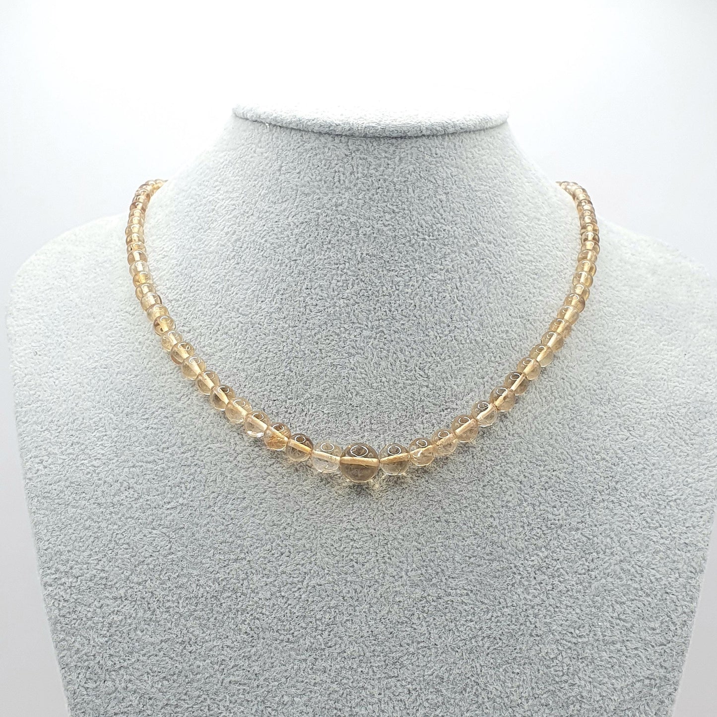 Antique Citrine Bead Necklace Art Deco Genuine Orange Quartz Gemstones Graduating Round Beads Vintage Womens Jewelry Jewellery