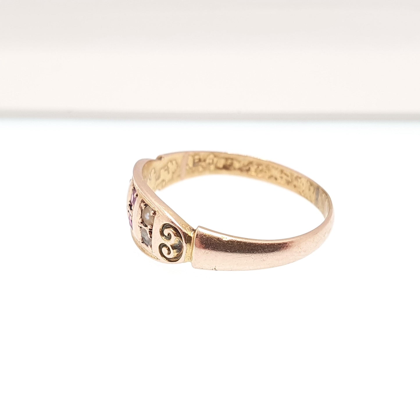 Antique 15ct Rose Gold Ruby Ring Victorian Seed Pearl 1901 Hallmark Solid 625 15 Carat Edwardian Vintage Jewelry Jewellery