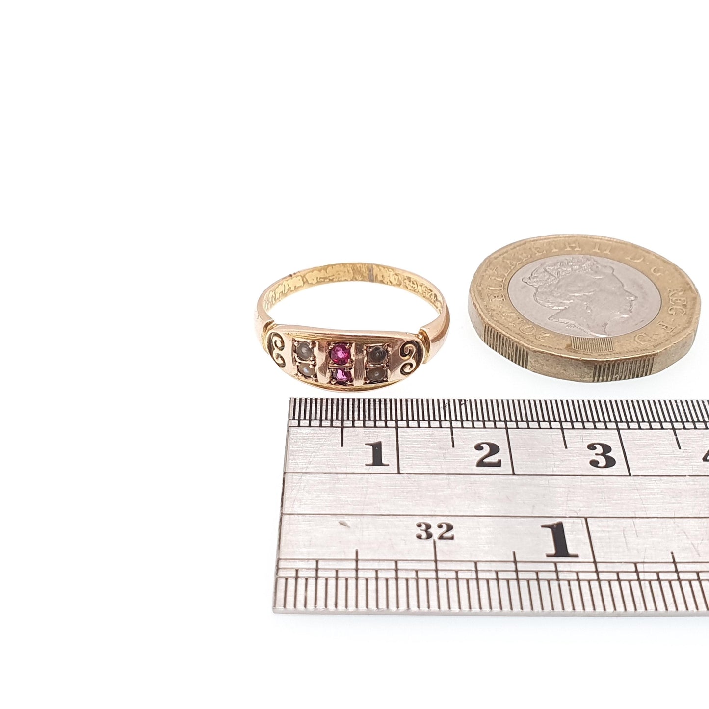 Antique 15ct Rose Gold Ruby Ring Victorian Seed Pearl 1901 Hallmark Solid 625 15 Carat Edwardian Vintage Jewelry Jewellery