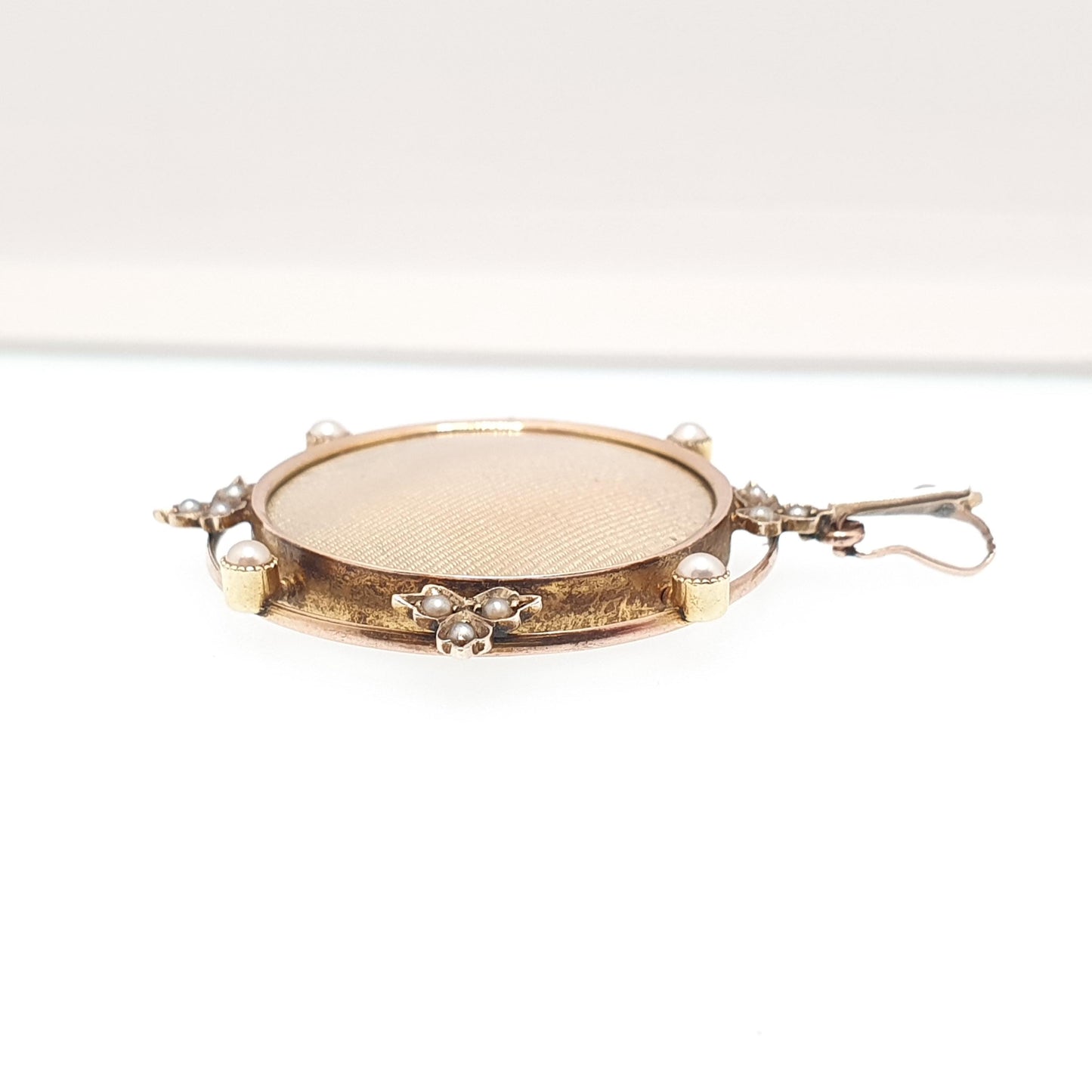 Antique 9ct Gold Seed Pearl Locket Pendant Necklace Art Nouveau Solid 9k 9kt Carat Edwardian Double Sided Vintage Jewelry Jewellery