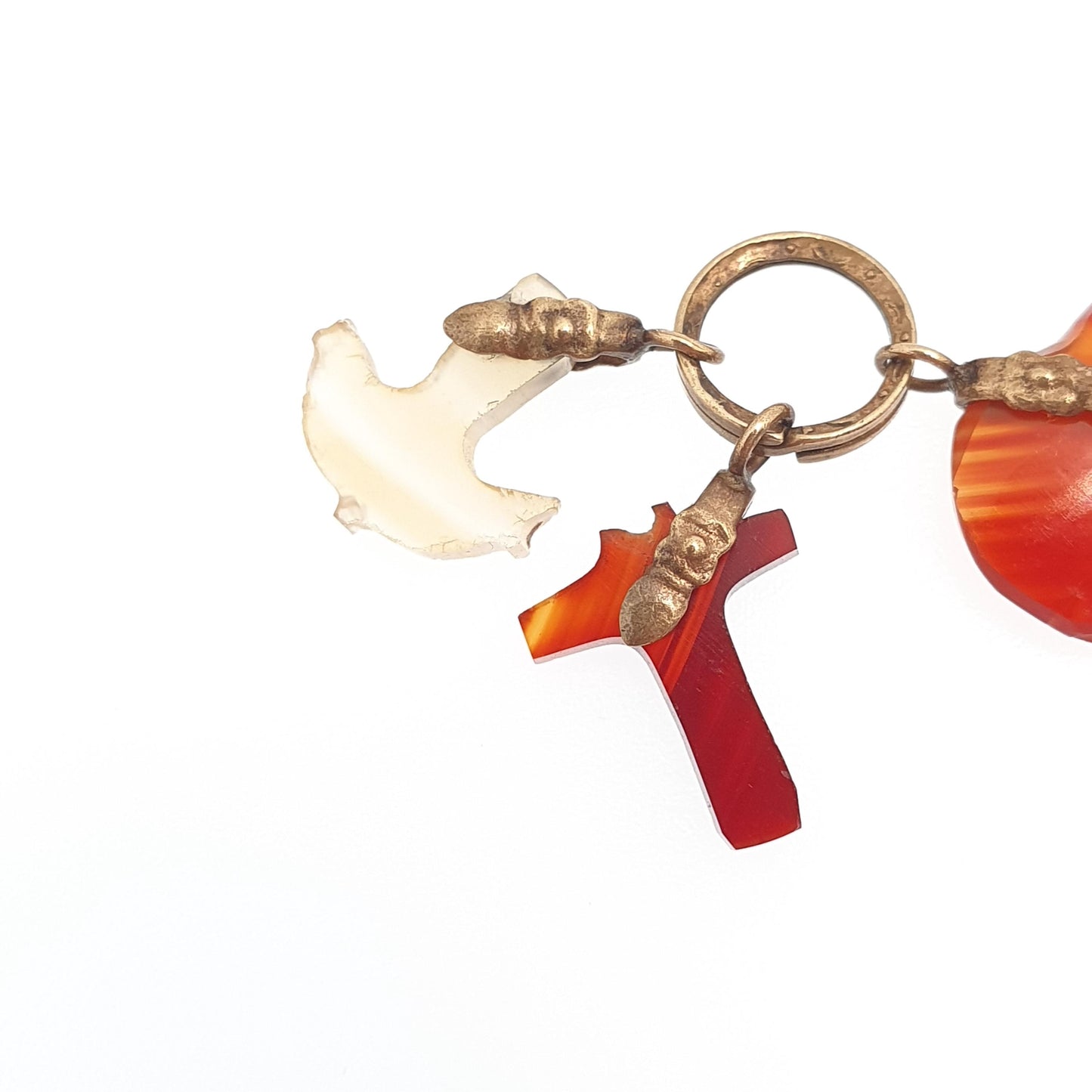 Antique Victorian Hope Faith and Charity Agate Charm Pendant Necklace Genuine Gemstone Quartz Split Ring Heart Cross Anchor