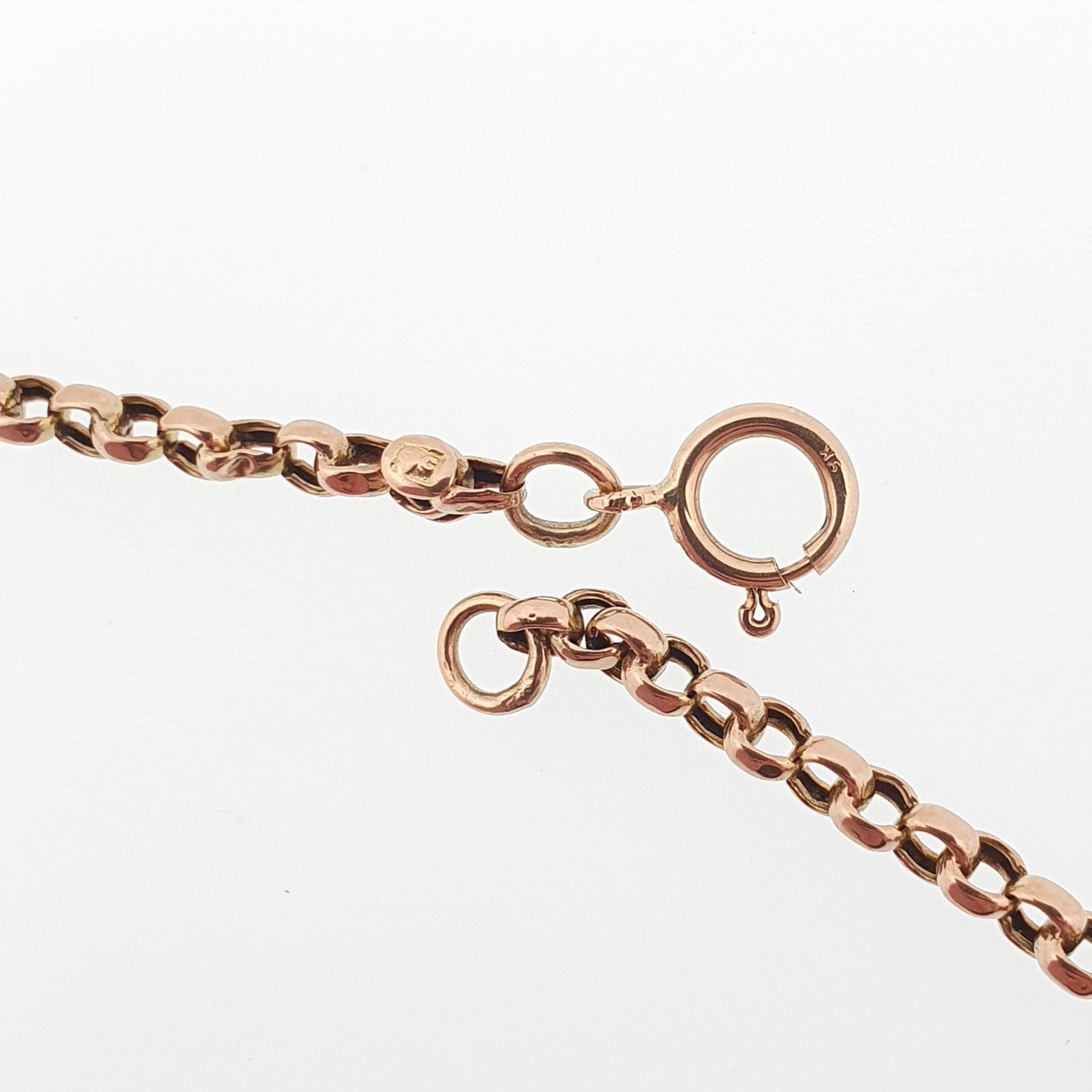 Antique 9ct 9k Gold Chain Necklace Victorian Rolo Belcher Link Solid 375 55cm 21.65" 6.33g Genuine Vintage Womens Jewelry
