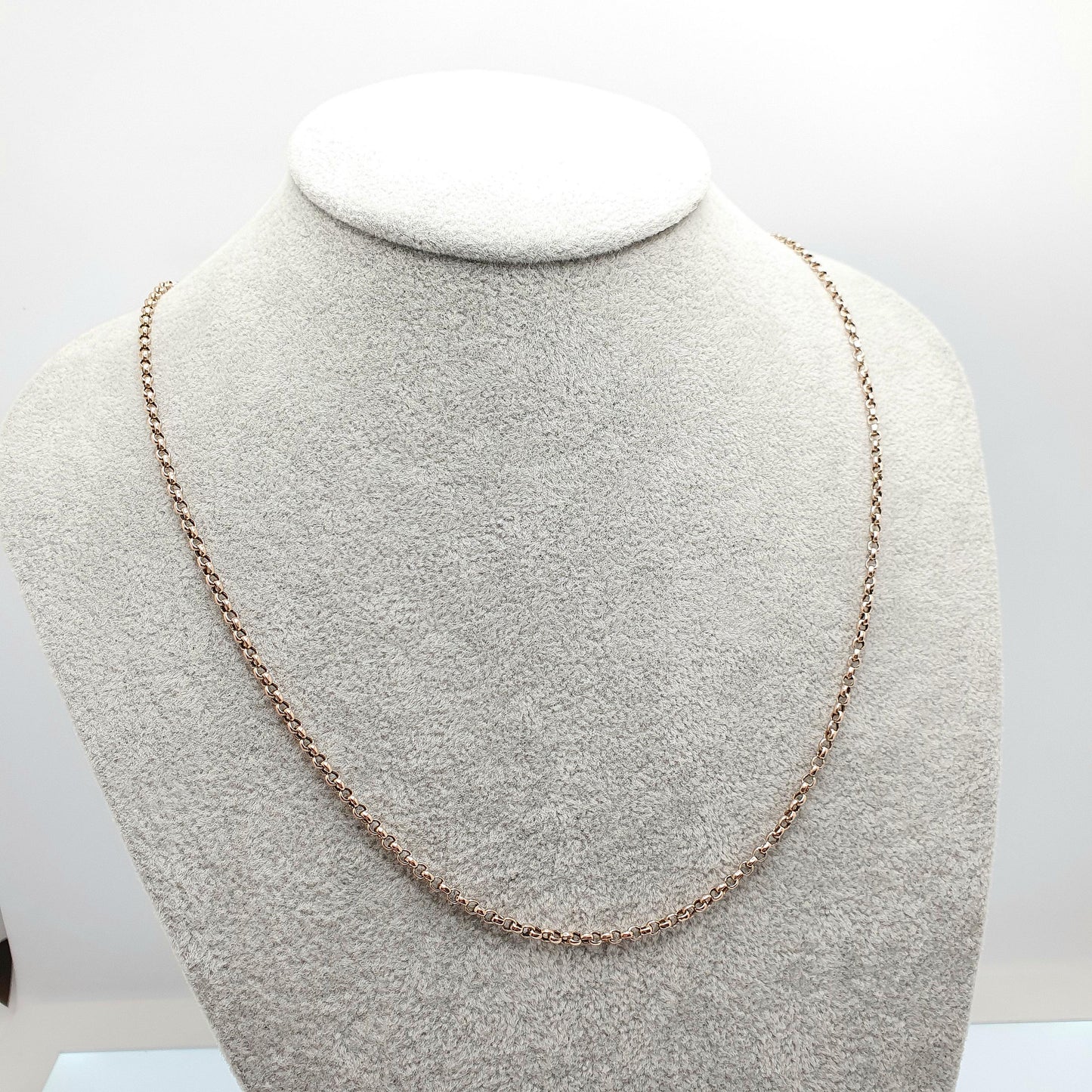 Antique 9ct 9k Gold Chain Necklace Victorian Rolo Belcher Link Solid 375 55cm 21.65" 6.33g Genuine Vintage Womens Jewelry