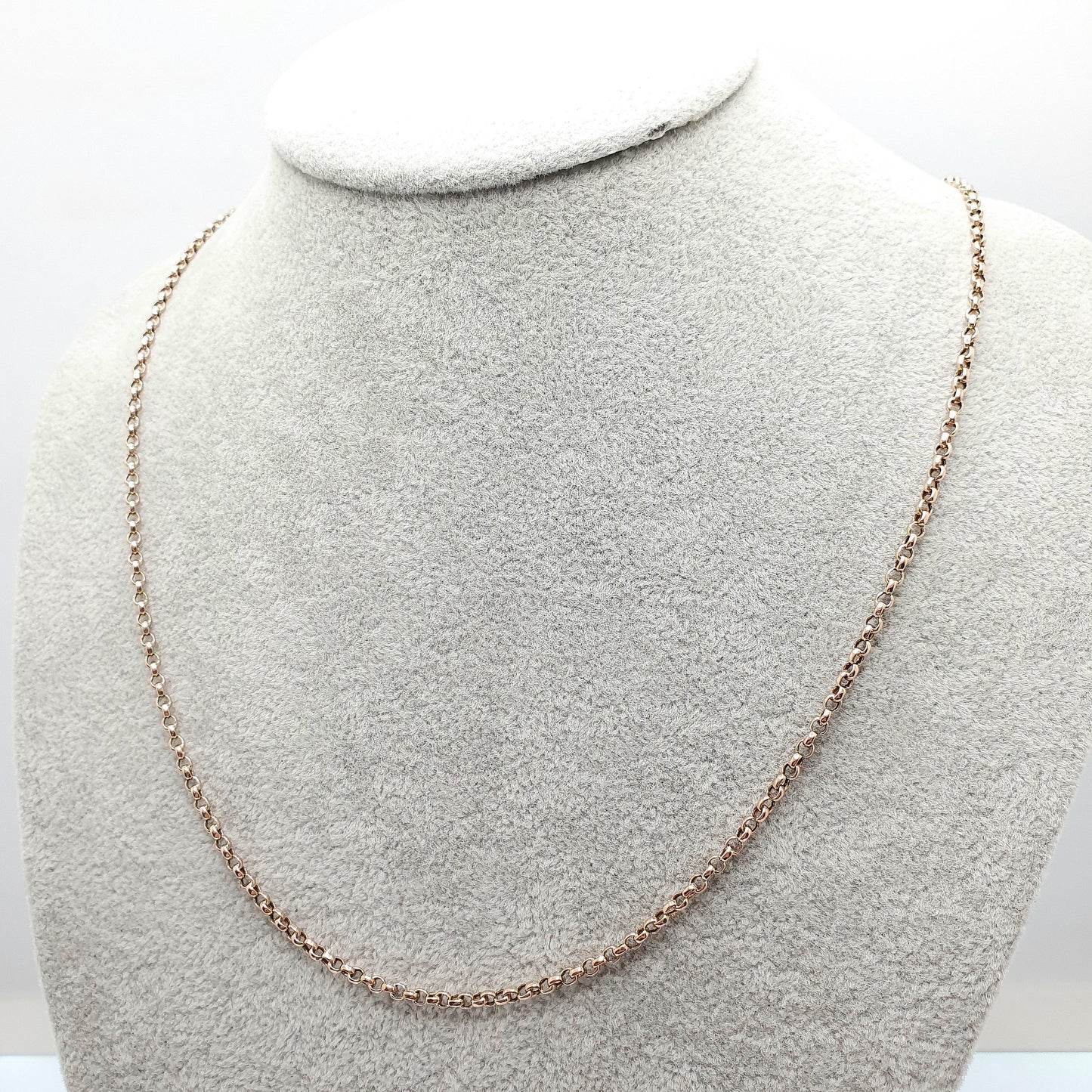 Antique 9ct 9k Gold Chain Necklace Victorian Rolo Belcher Link Solid 375 55cm 21.65" 6.33g Genuine Vintage Womens Jewelry