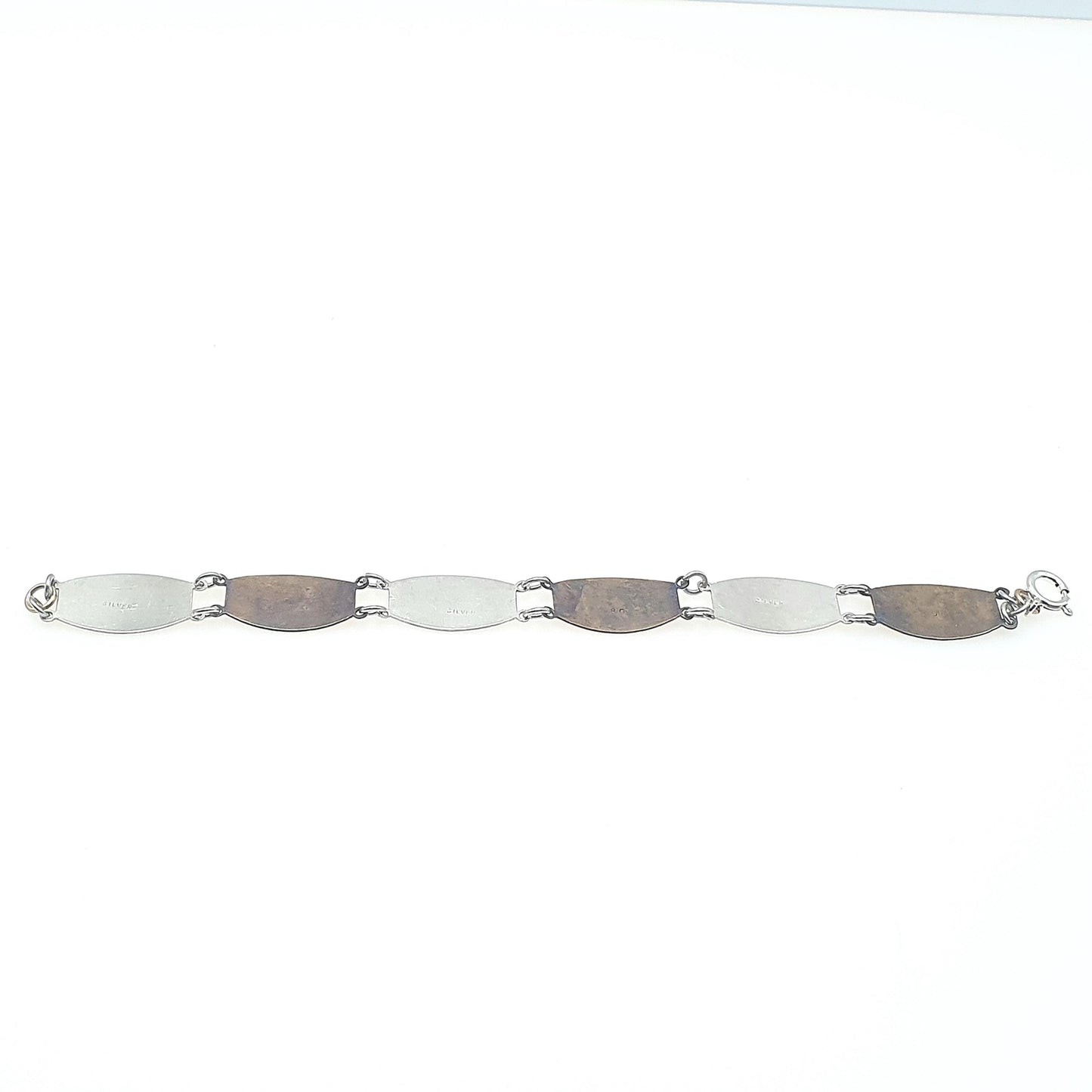Antique Art Deco Solid Silver & Rolled Gold Bracelet Engine Turned Geometric Pattern Vintage Womens Unisex Jewellery Jewelry
