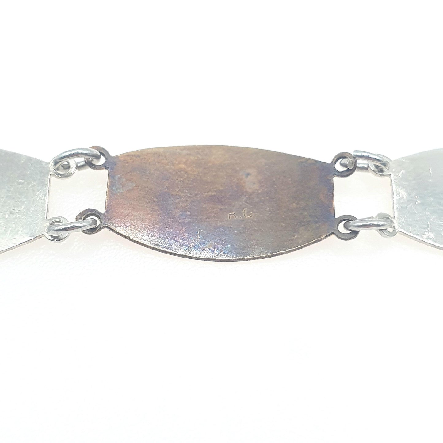 Antique Art Deco Solid Silver & Rolled Gold Bracelet Engine Turned Geometric Pattern Vintage Womens Unisex Jewellery Jewelry