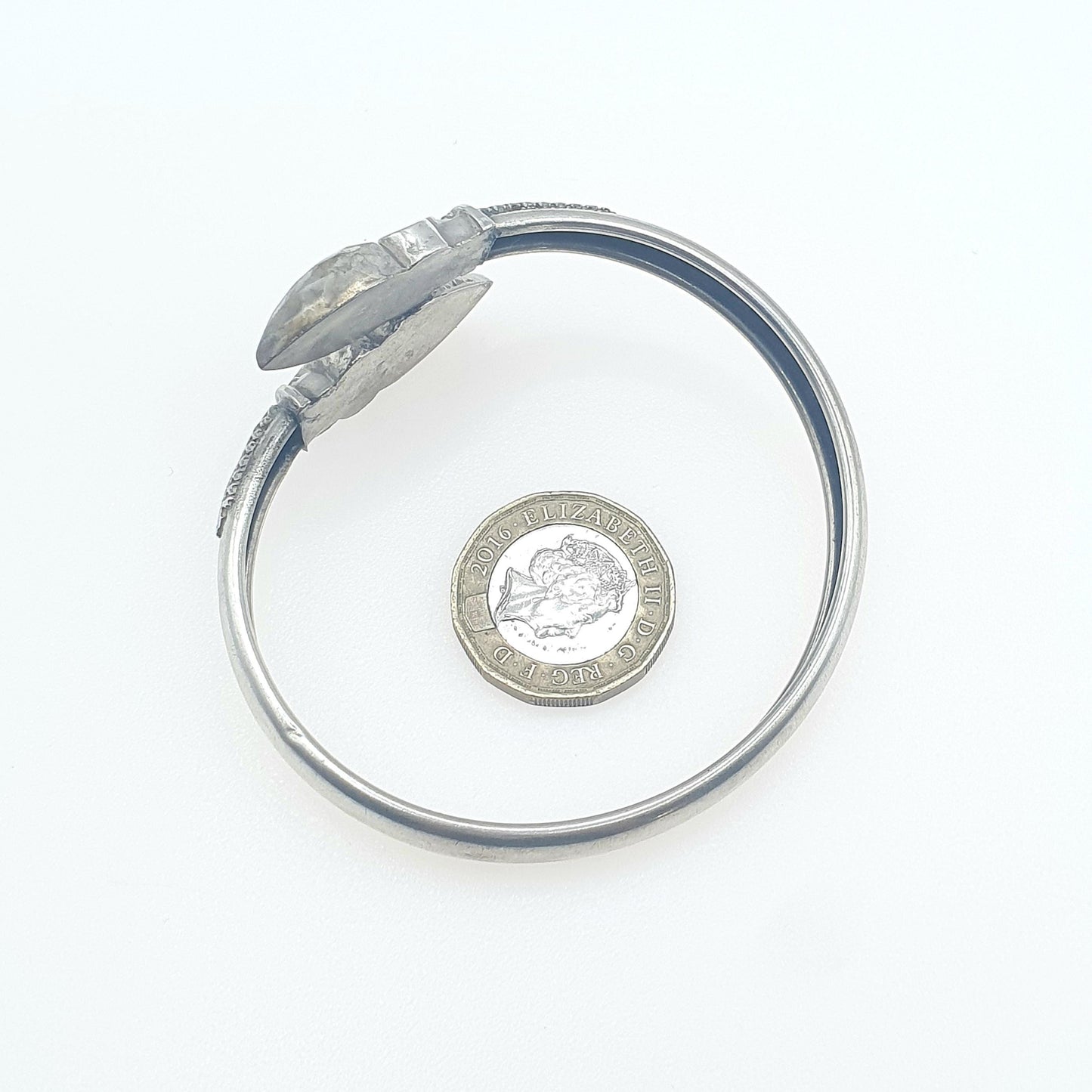 Antique Victorian Silver Plate Crossover Bangle Bracelet Bypass Snake Head Style Shape Vintage Womens Unisex Jewelry Jewellery