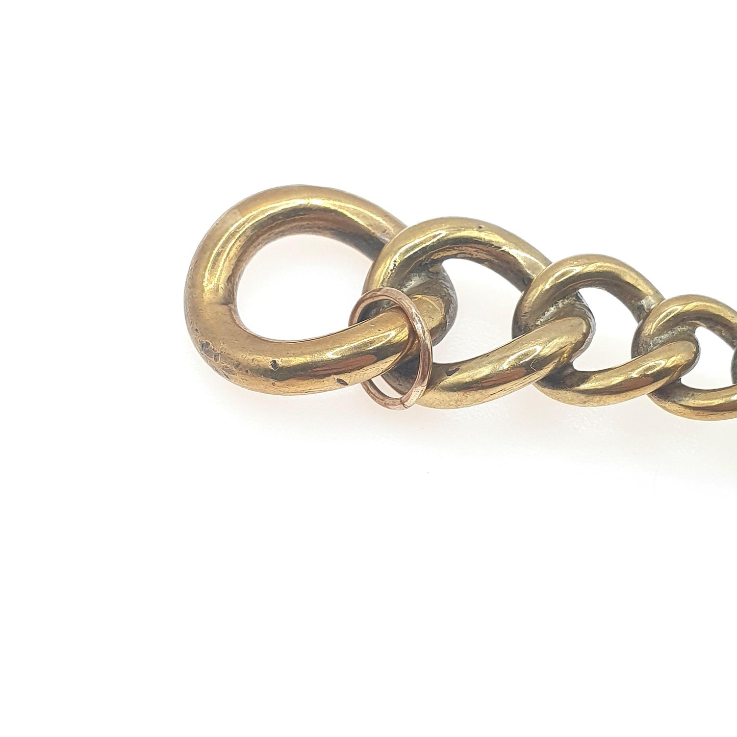 Antique Victorian Brass Letter Seal Pendant Curb Link Intaglio Initial "B" Gold Tone Base Met Stamp Vintage Unisex Womens Jewelry Jewellery