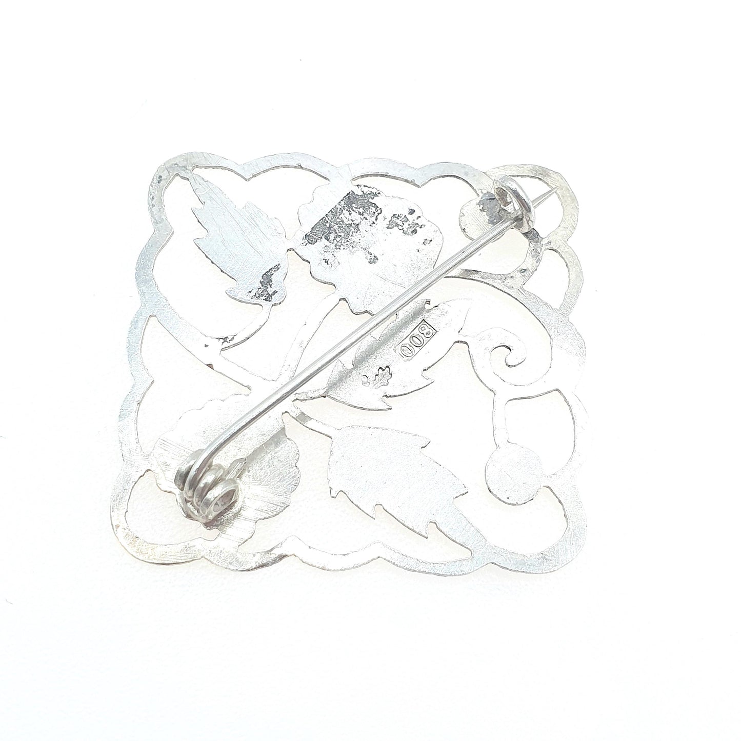 Antique Victorian Solid Silver Flower Brooch Handmade Floral Daisy Square Cut Out Vintage Unisex  Womens Jewellery Jewelry