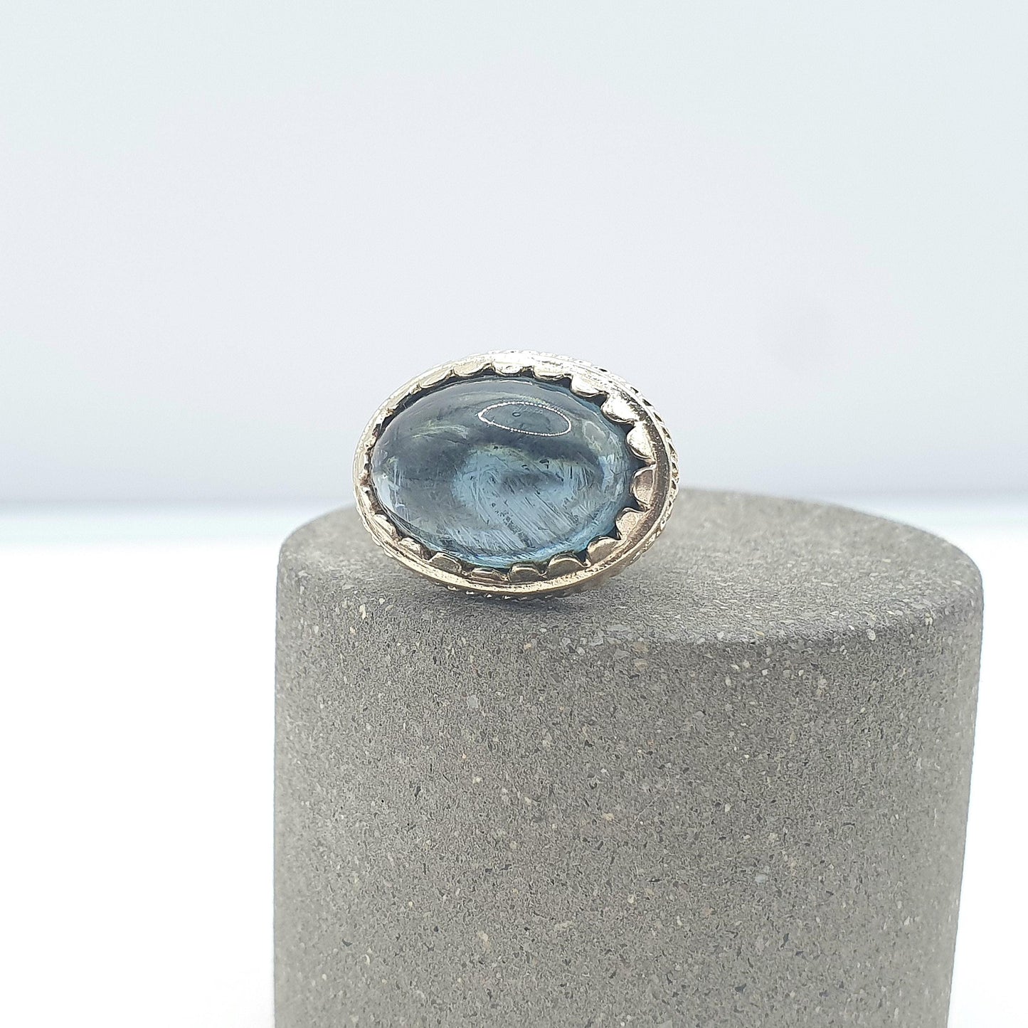 Vintage Sterling Silver Sapphire Paste Fob Pendant Victorian Style Albert Chain Blue Necklace Vintage Ladies Womens Jewelry Jewellery