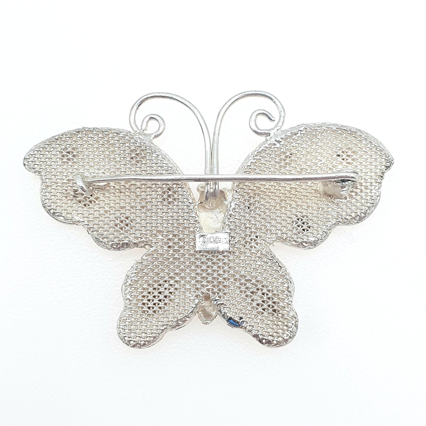 Vintage Solid Silver Enamel Butterfly Brooch Chinese Export Handmade Insect Bug Womens Unisex Jewelry Jewellery