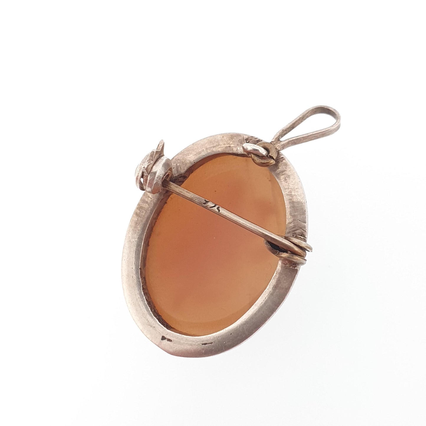 Antique Sterling Silver Grace Cameo Necklace Pendant Brooch Shell Hand Carved Italian Solid 925 Small