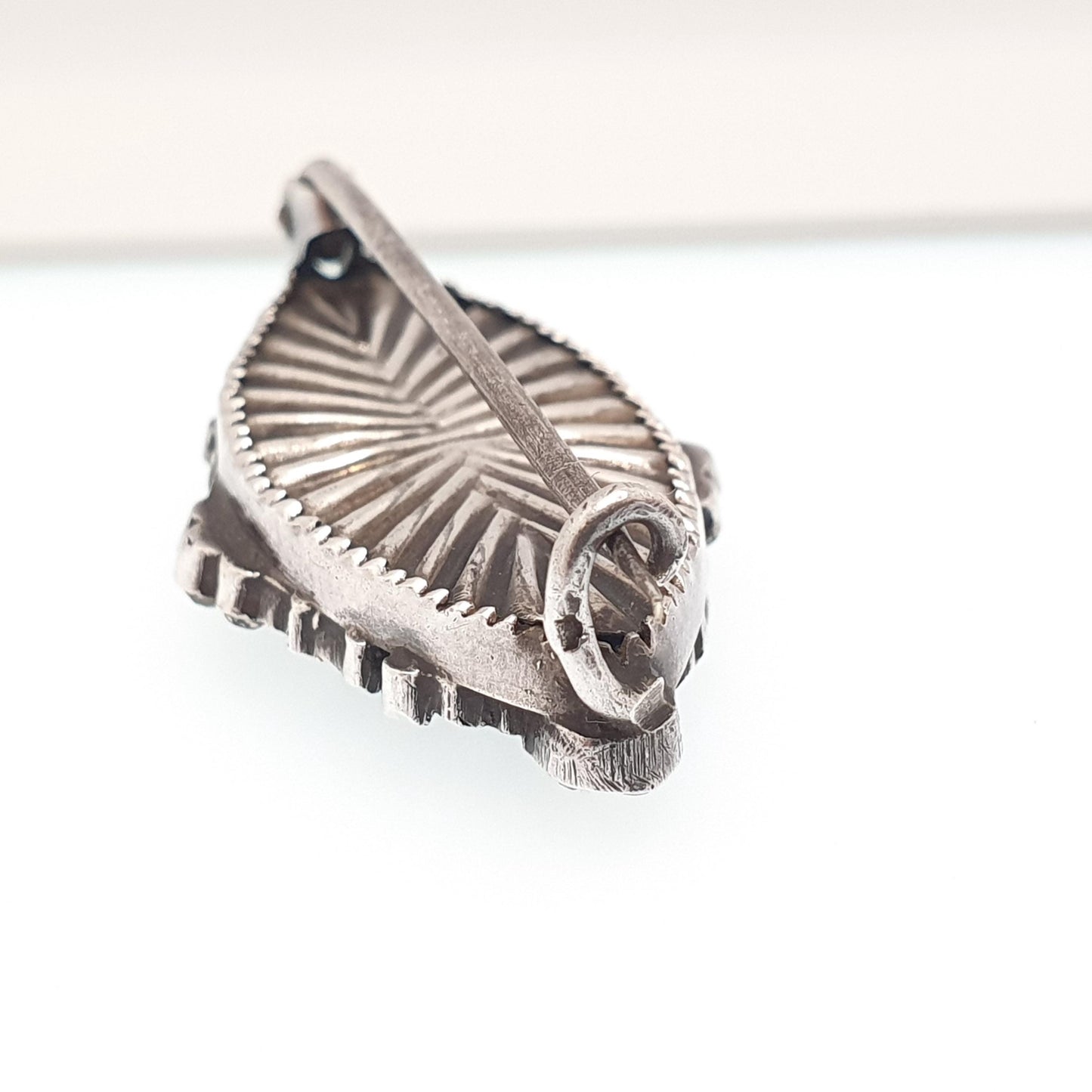 Antique Solid Silver Bristol Blue Glass Diamond Paste Brooch Victorian Georgian Revival Vintage 1800s Jewellery Jewelry