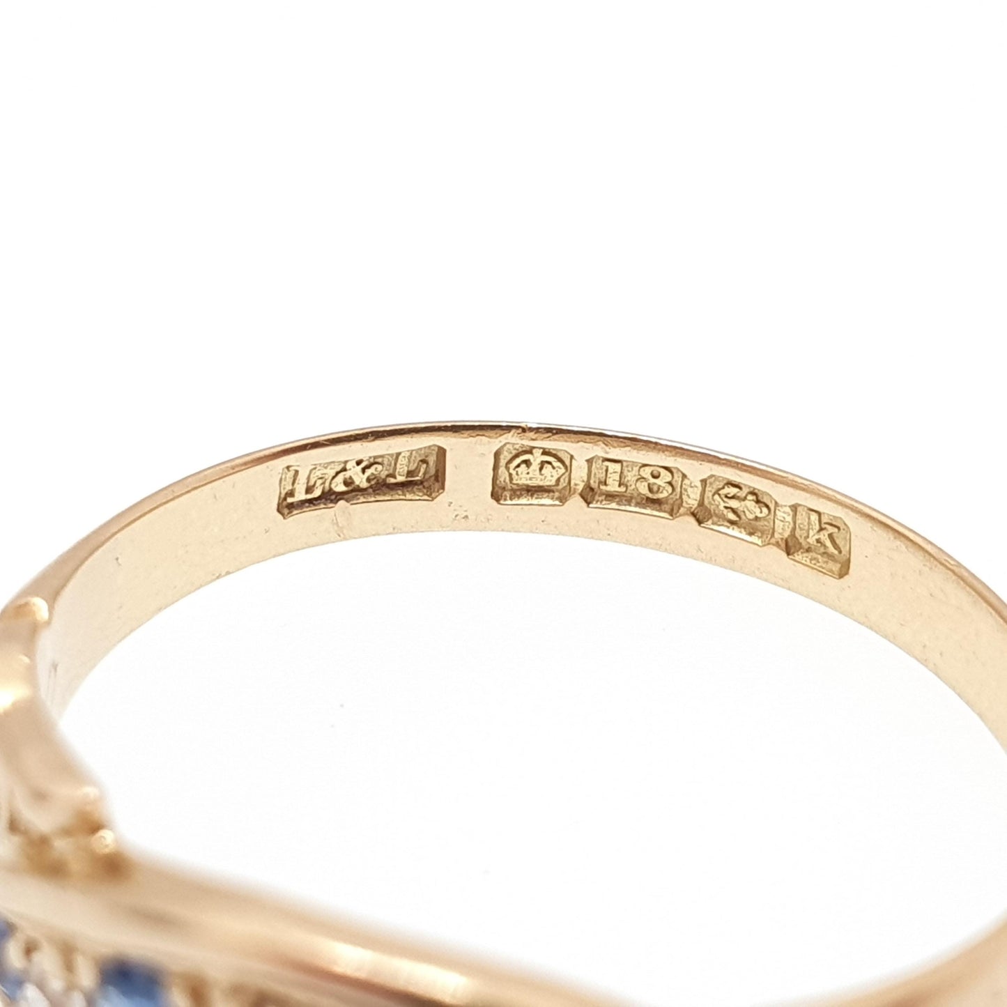 Antique 18ct Gold Sapphire & Diamond Ring Solid 18k 750 1905 Hallmark Five Gemstone Edwardian Vintage Jewelry Jewellery