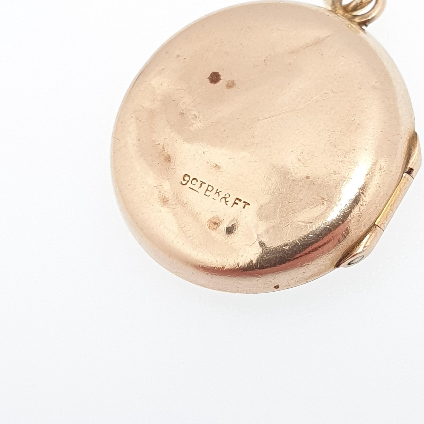 Antique 9ct Rose Gold Bird Locket Solid 9k 375 Small Round Circle Pendant Back & Front Necklace Jewelry Womens Jewellery
