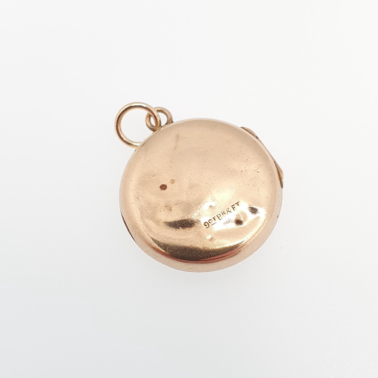 Antique 9ct Rose Gold Bird Locket Solid 9k 375 Small Round Circle Pendant Back & Front Necklace Jewelry Womens Jewellery