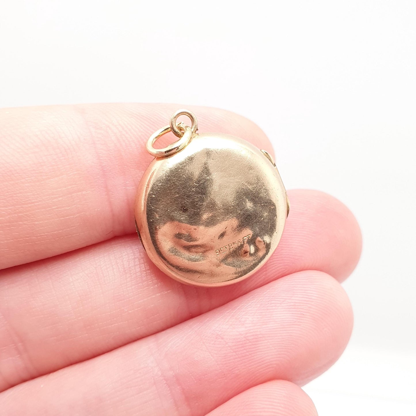 Antique 9ct Rose Gold Bird Locket Solid 9k 375 Small Round Circle Pendant Back & Front Necklace Jewelry Womens Jewellery