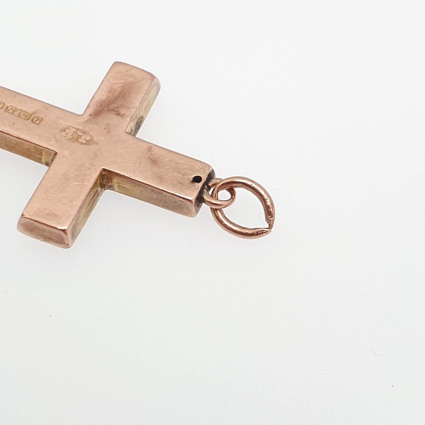 Antique 9ct 9k Rose Gold Jesus On The Cross Necklace Crucifix Pendant 1917 Hallmark Solid 9kt Vintage Womens Mens Jewellery Jewelry